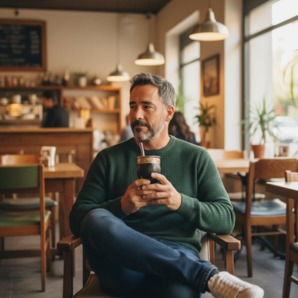 Mate premium cuero negro gajos