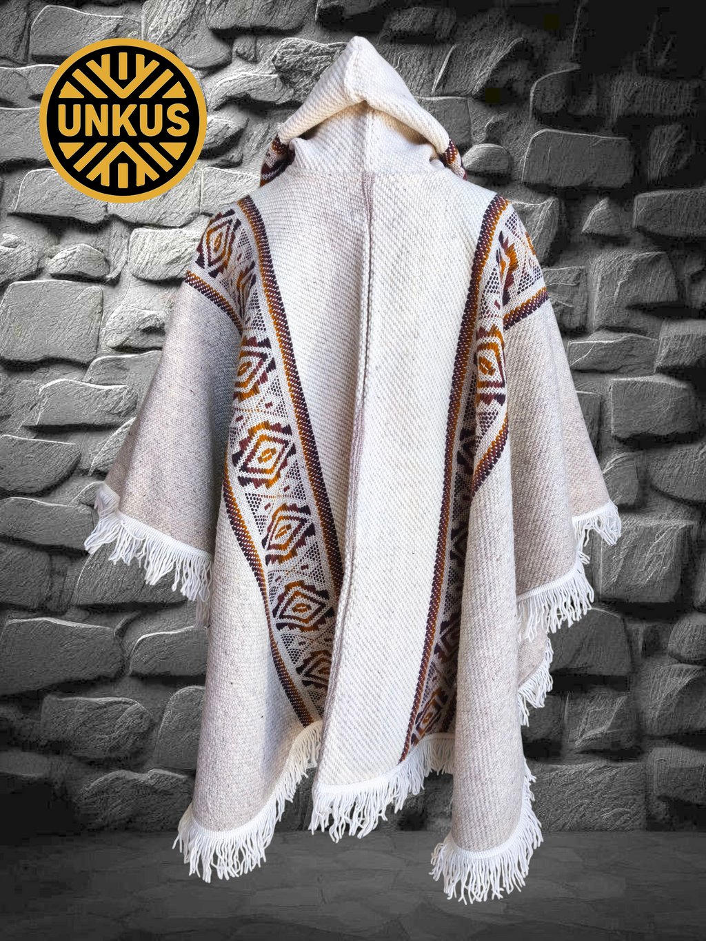 Ruana beige 100% lana natural