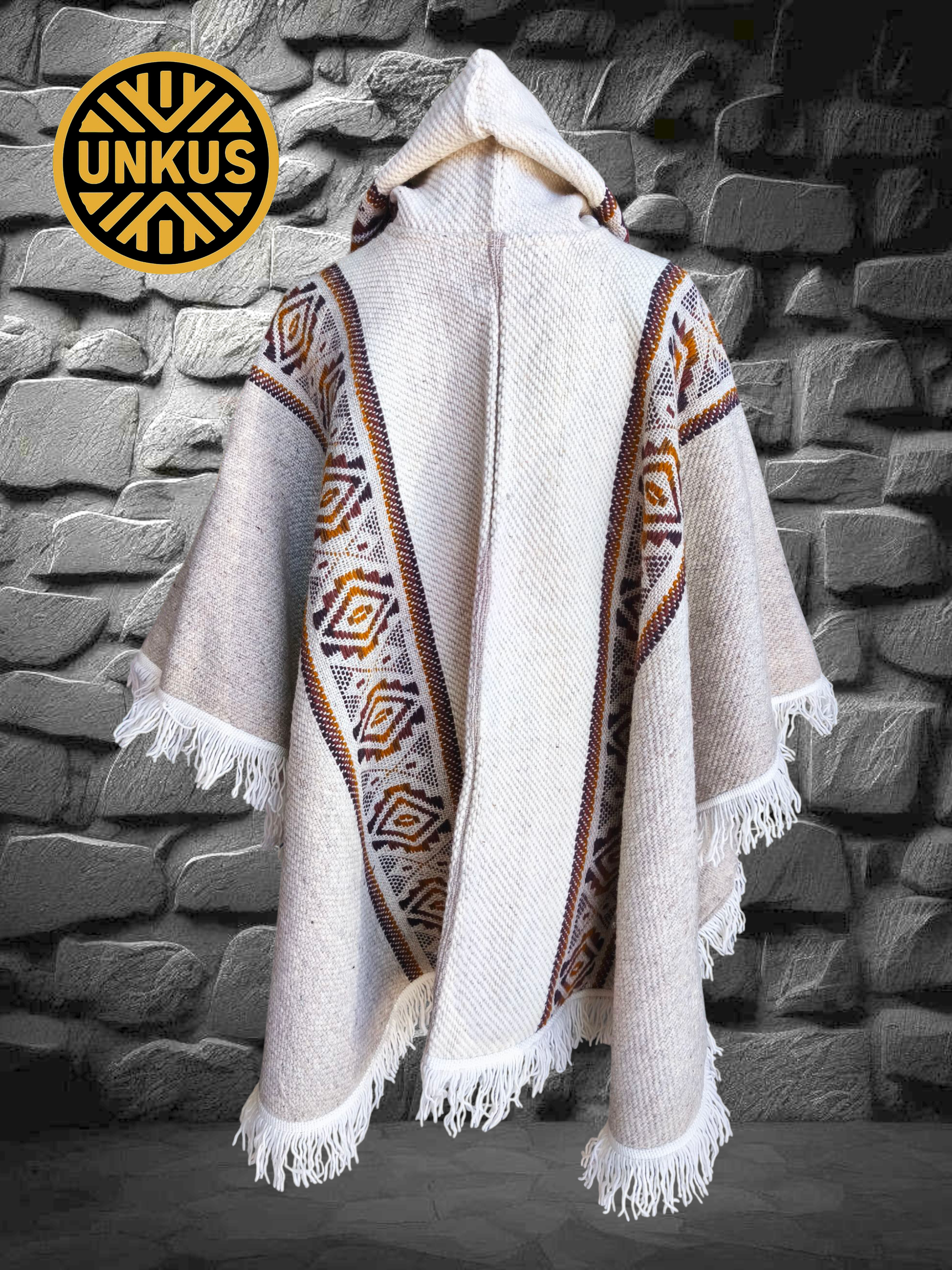 Ruana beige 100% lana natural