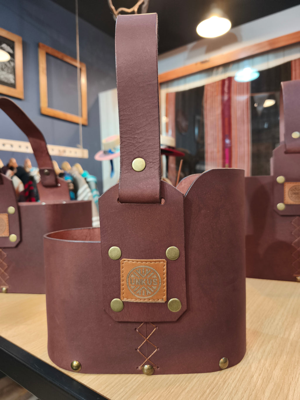 Canasta matera mini travel 100% cuero crupon.