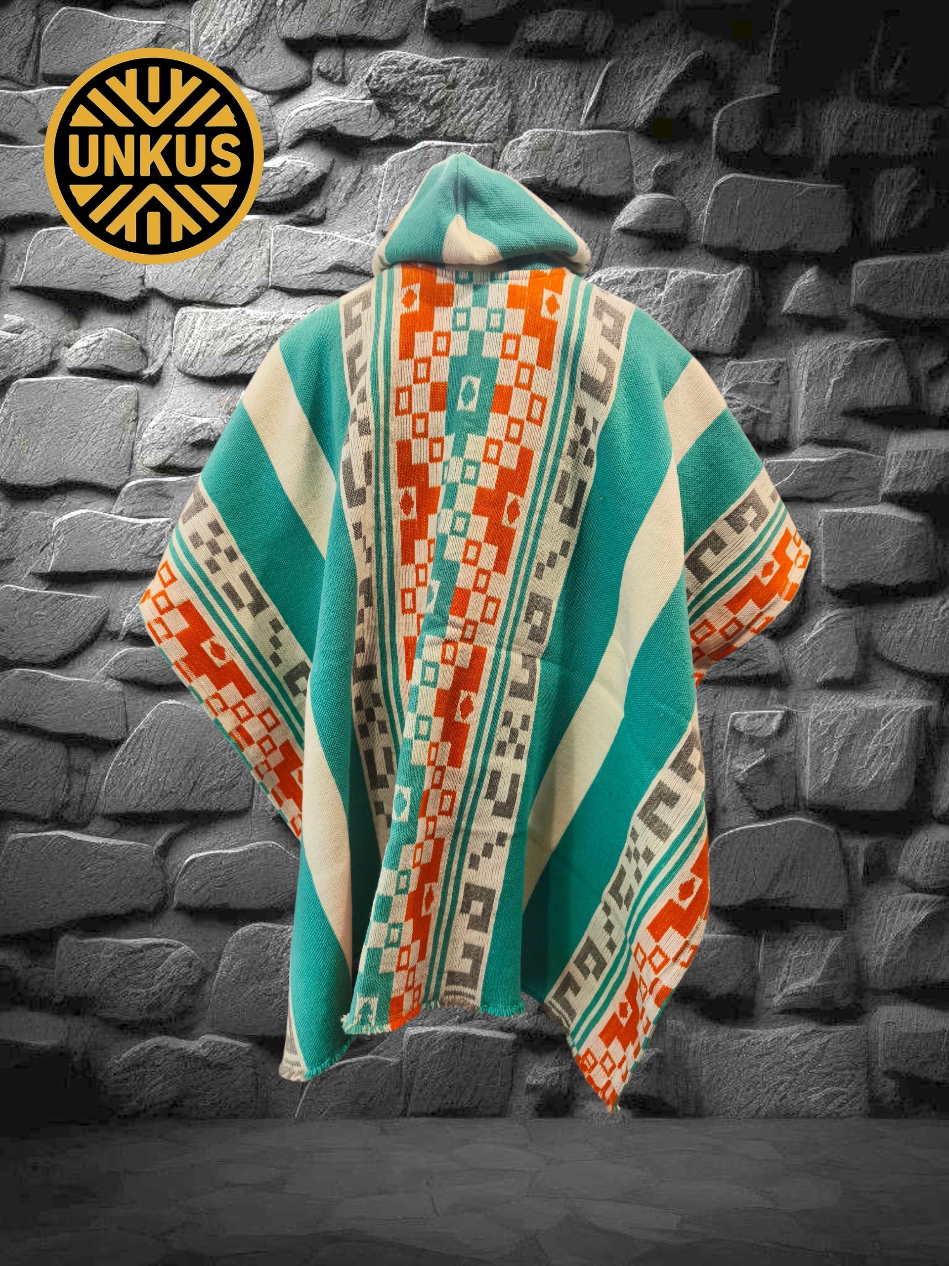 Poncho premium DIAGUITA (turquesa)con capucha