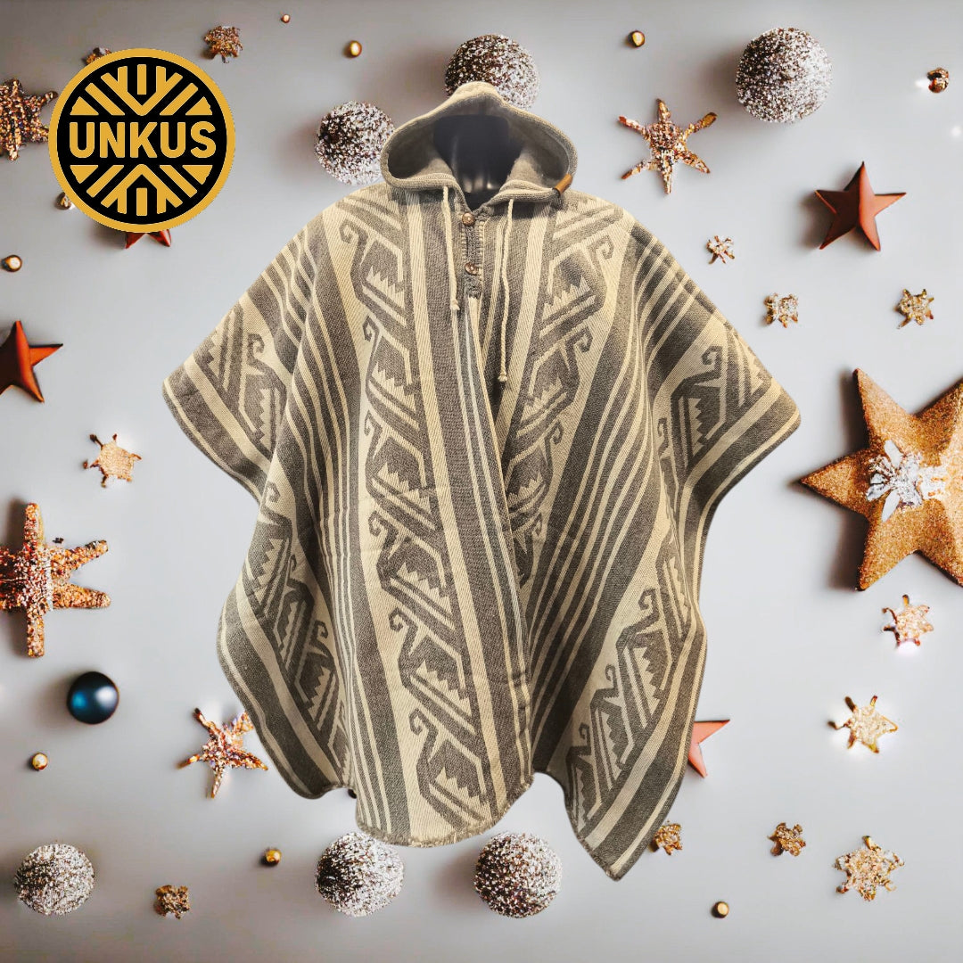 Poncho premium YAGAN (gris) con capucha