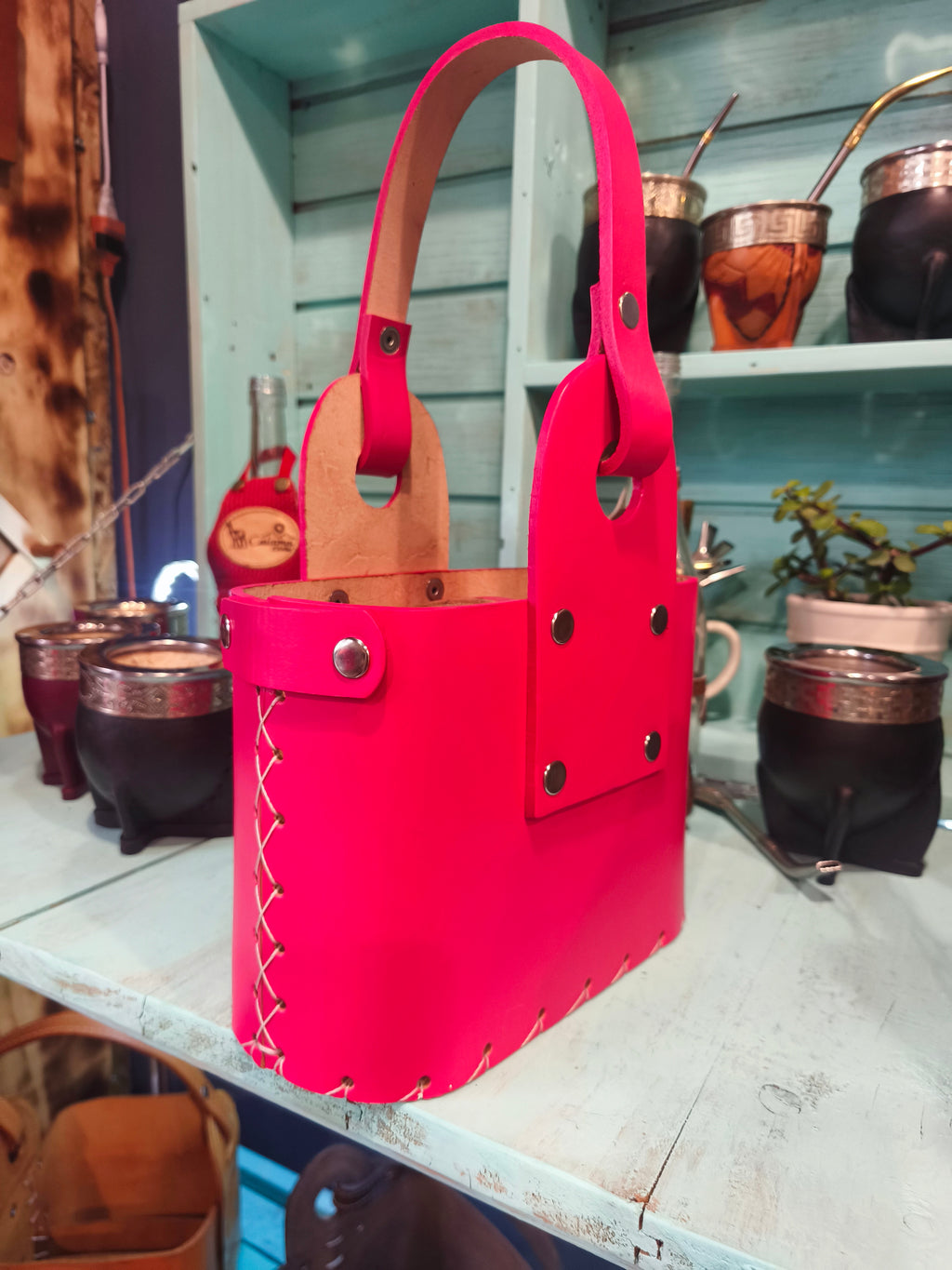 Canasto matero 100% cuero