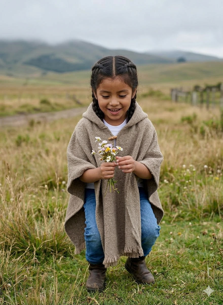 Poncho "KIDS" Beige crudo