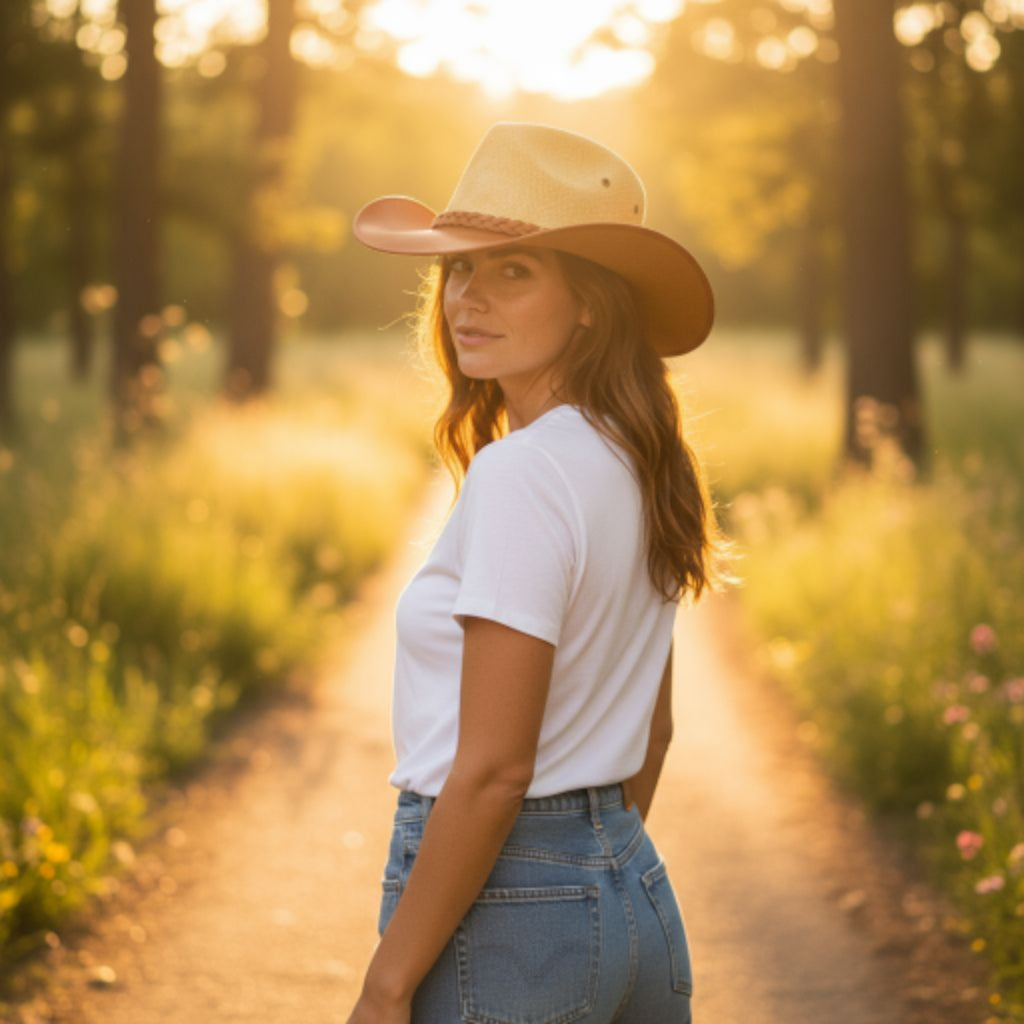 Sombrero llanero cuero y paja toquilla