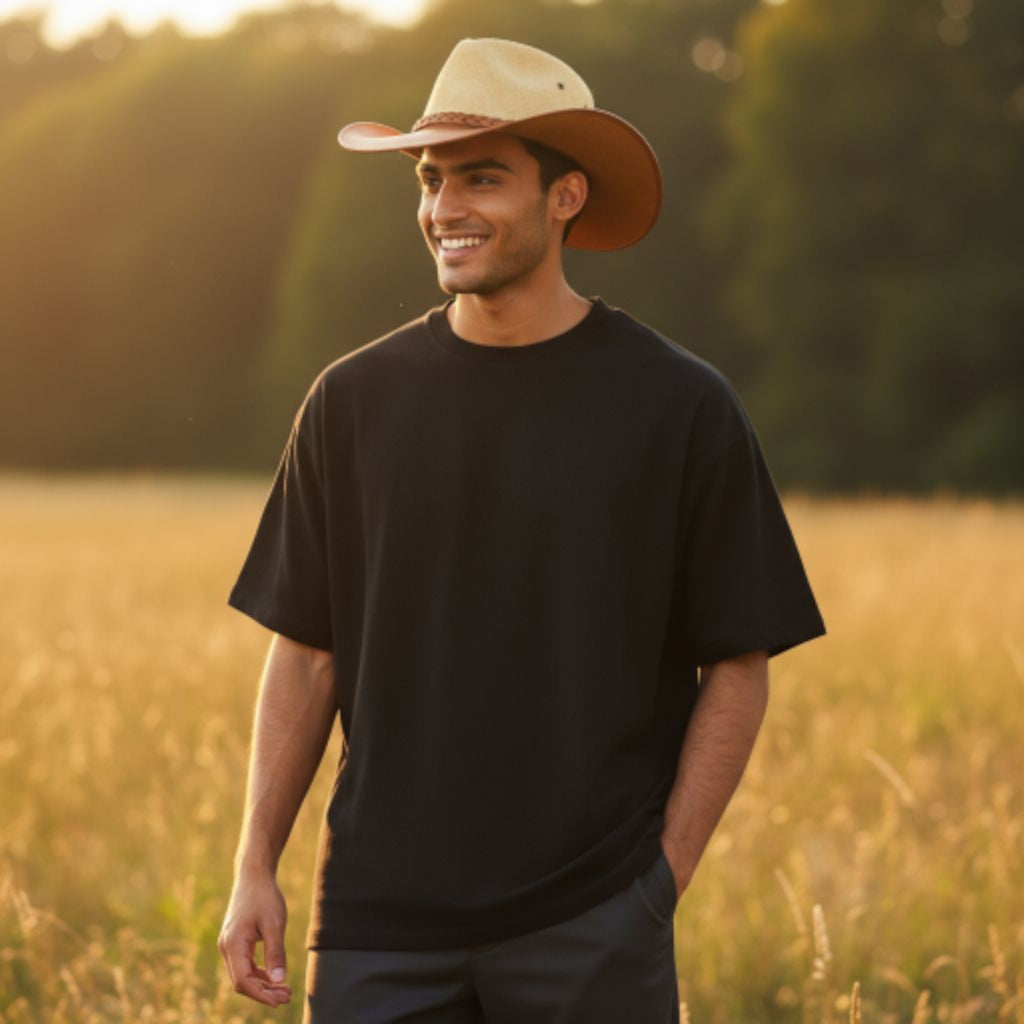 Sombrero llanero cuero y paja toquilla