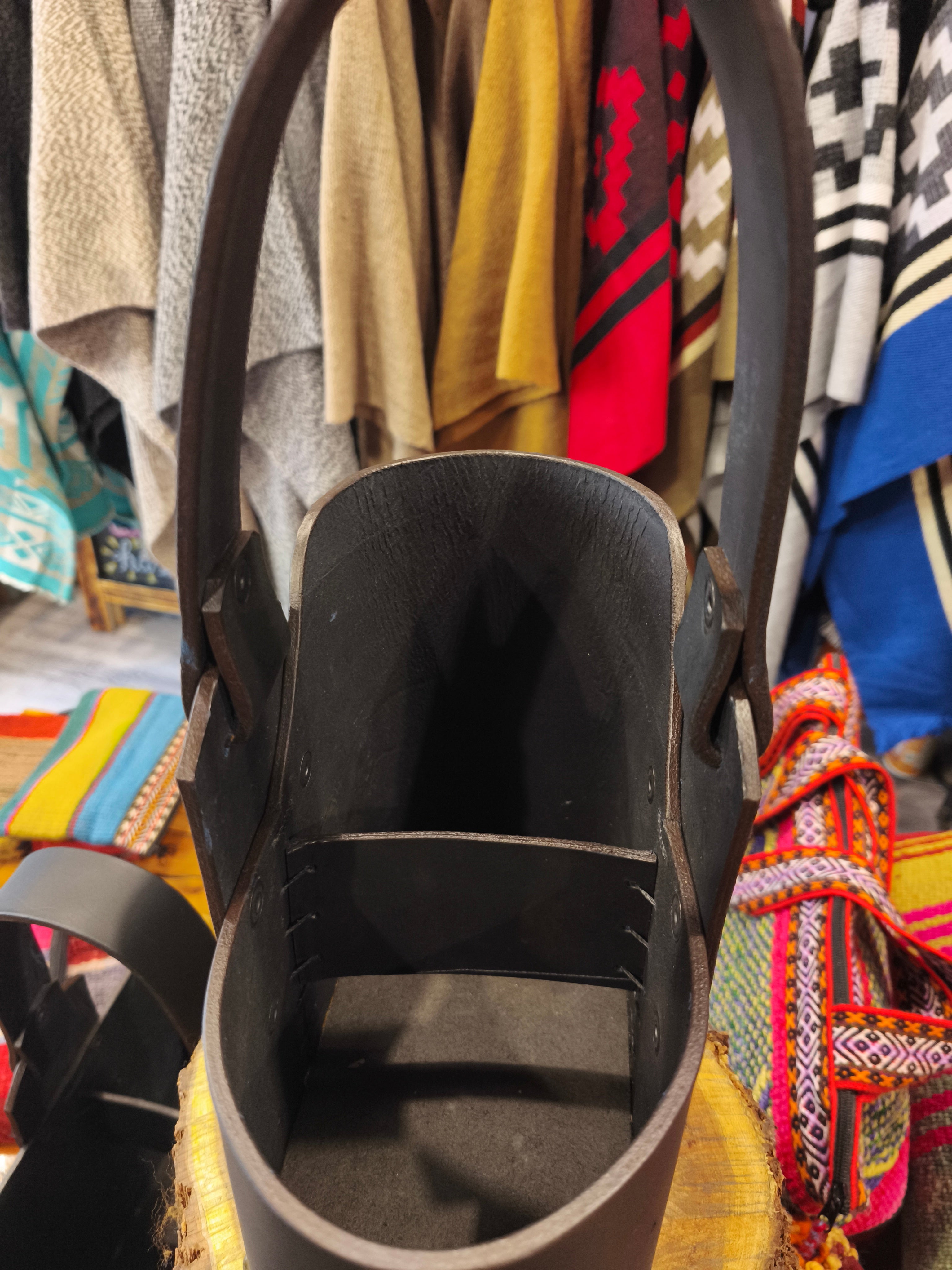 Canasta matera mini travel 100% cuero crupon.