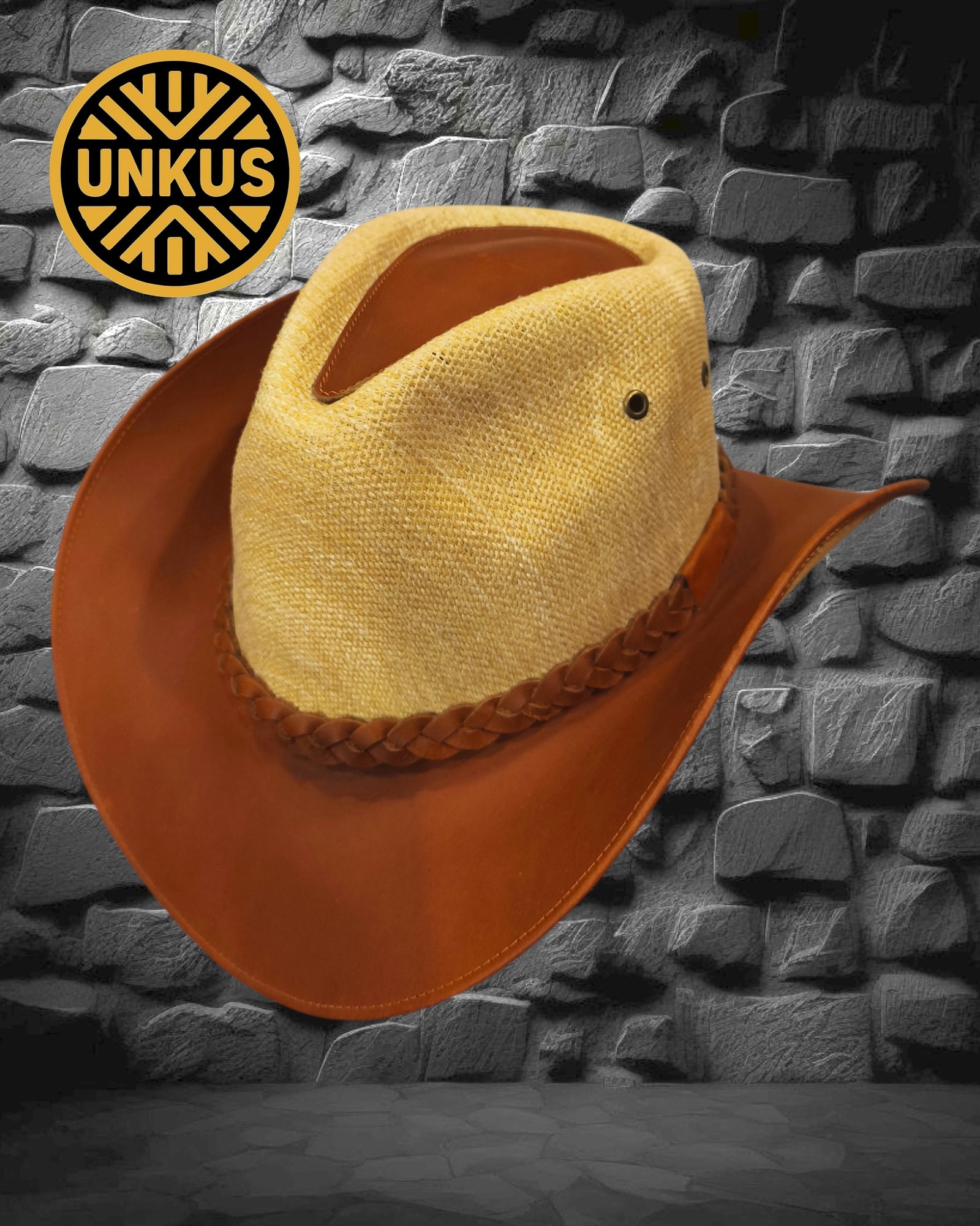 Sombrero llanero cuero y paja toquilla