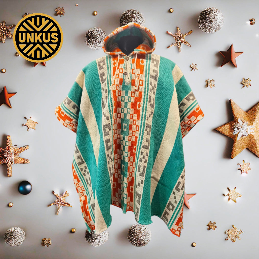 Poncho premium DIAGUITA (turquesa)con capucha