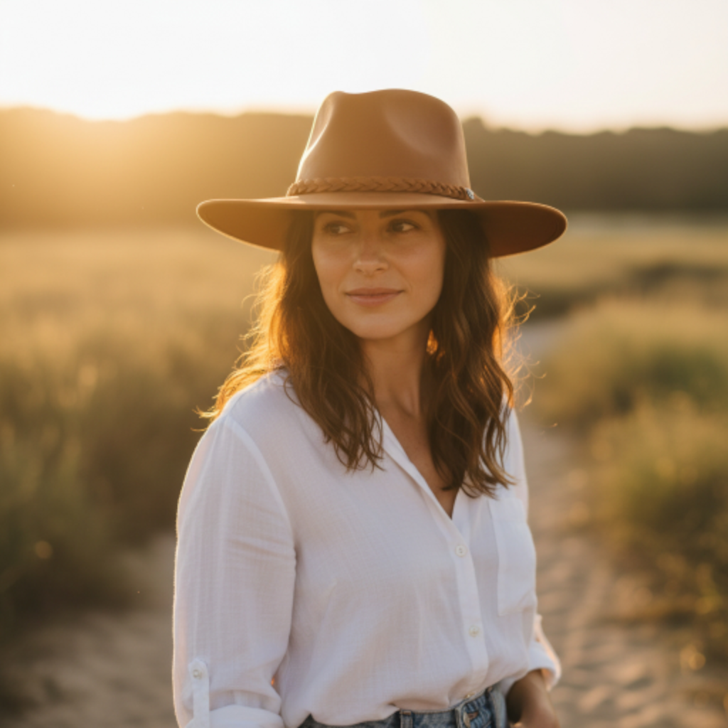 Sombrero 100% cuero tabaco