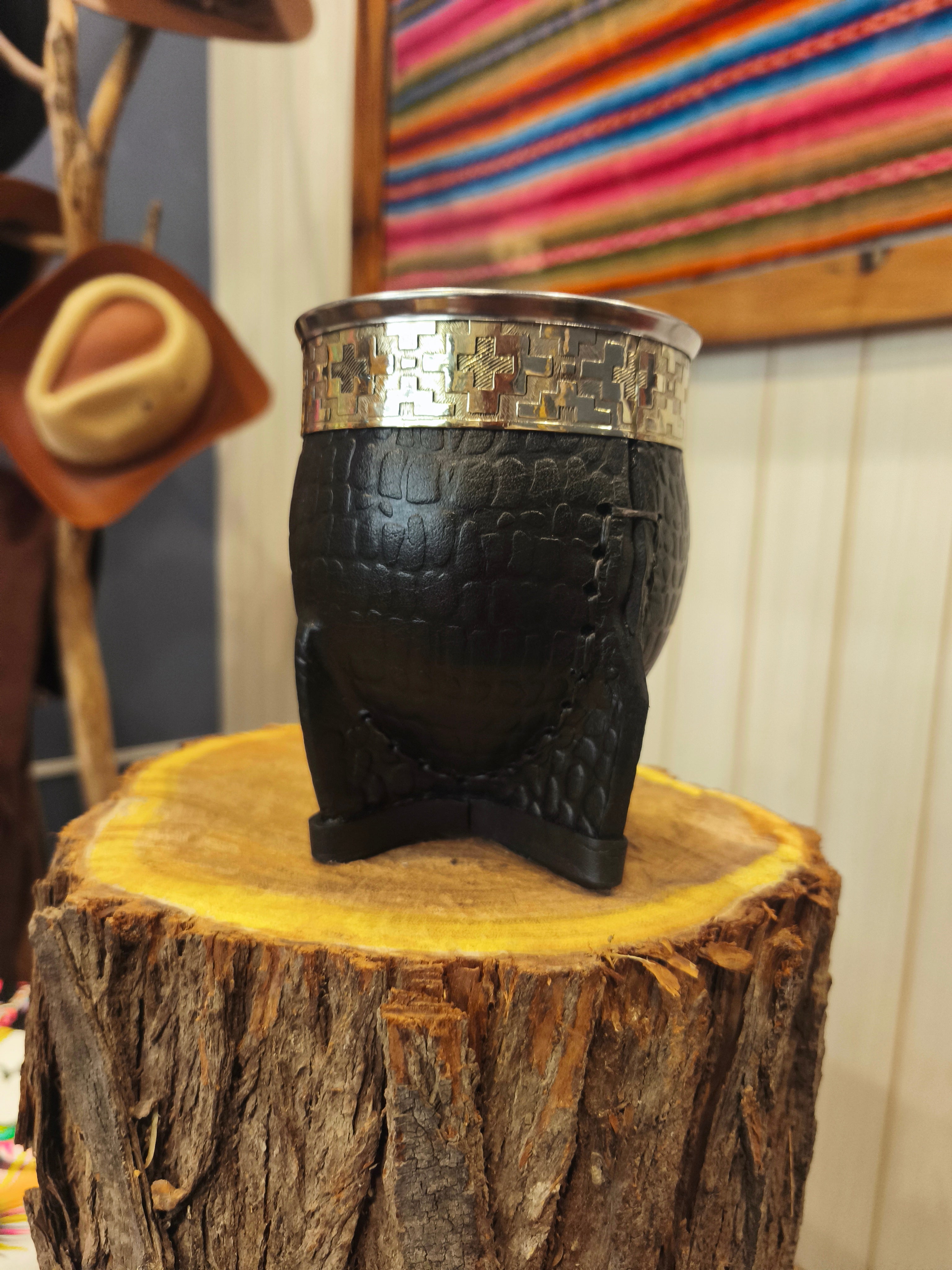 Mate imperial premium de cuero croco (calabaza)