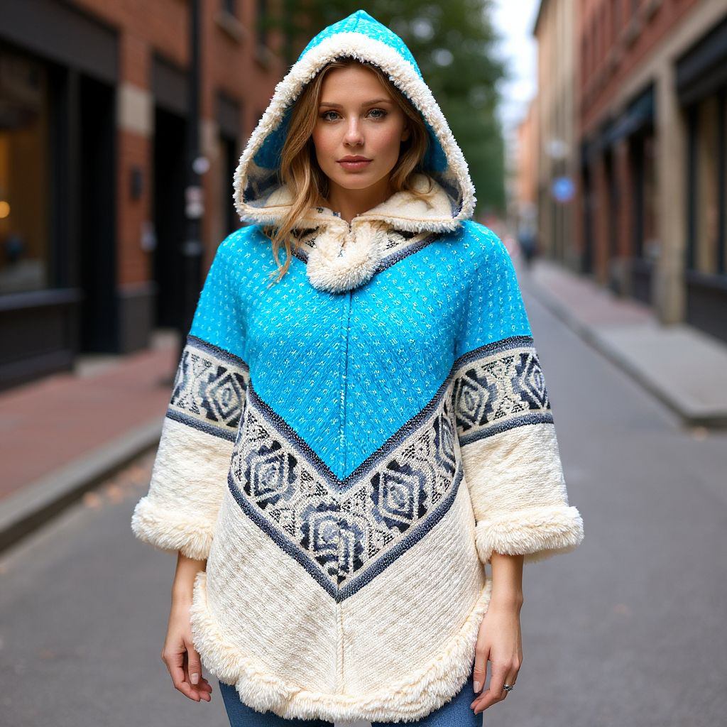 Poncho femenino 3 puntas