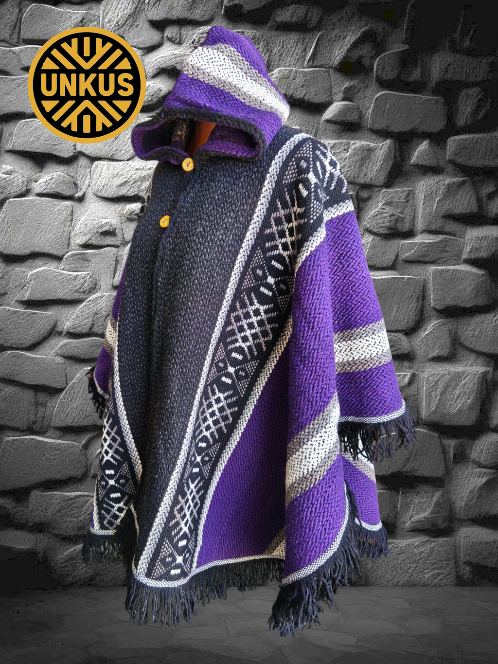 Ruana púrpura 100% lana natural