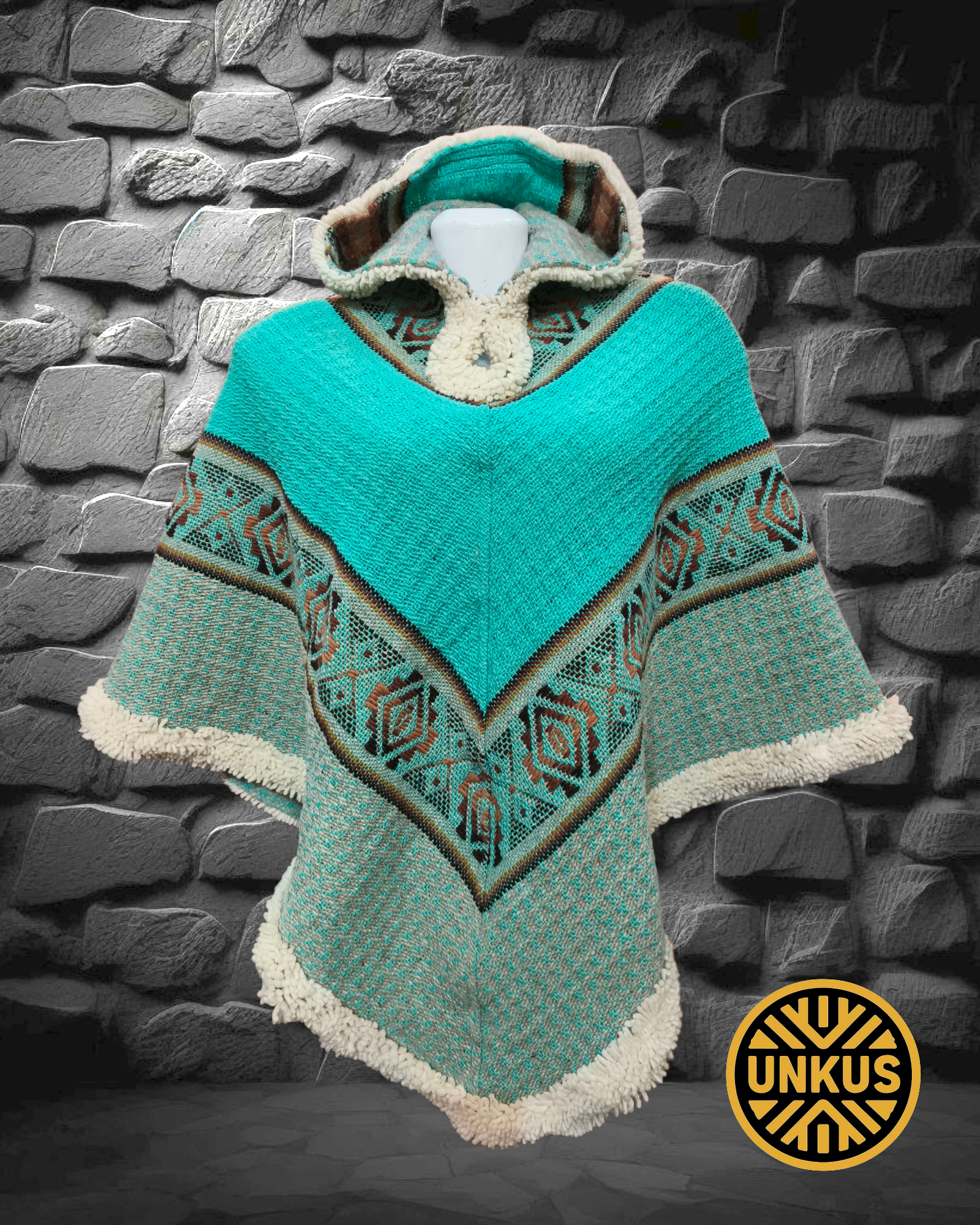 Poncho tres puntas - WARMI Turquesa