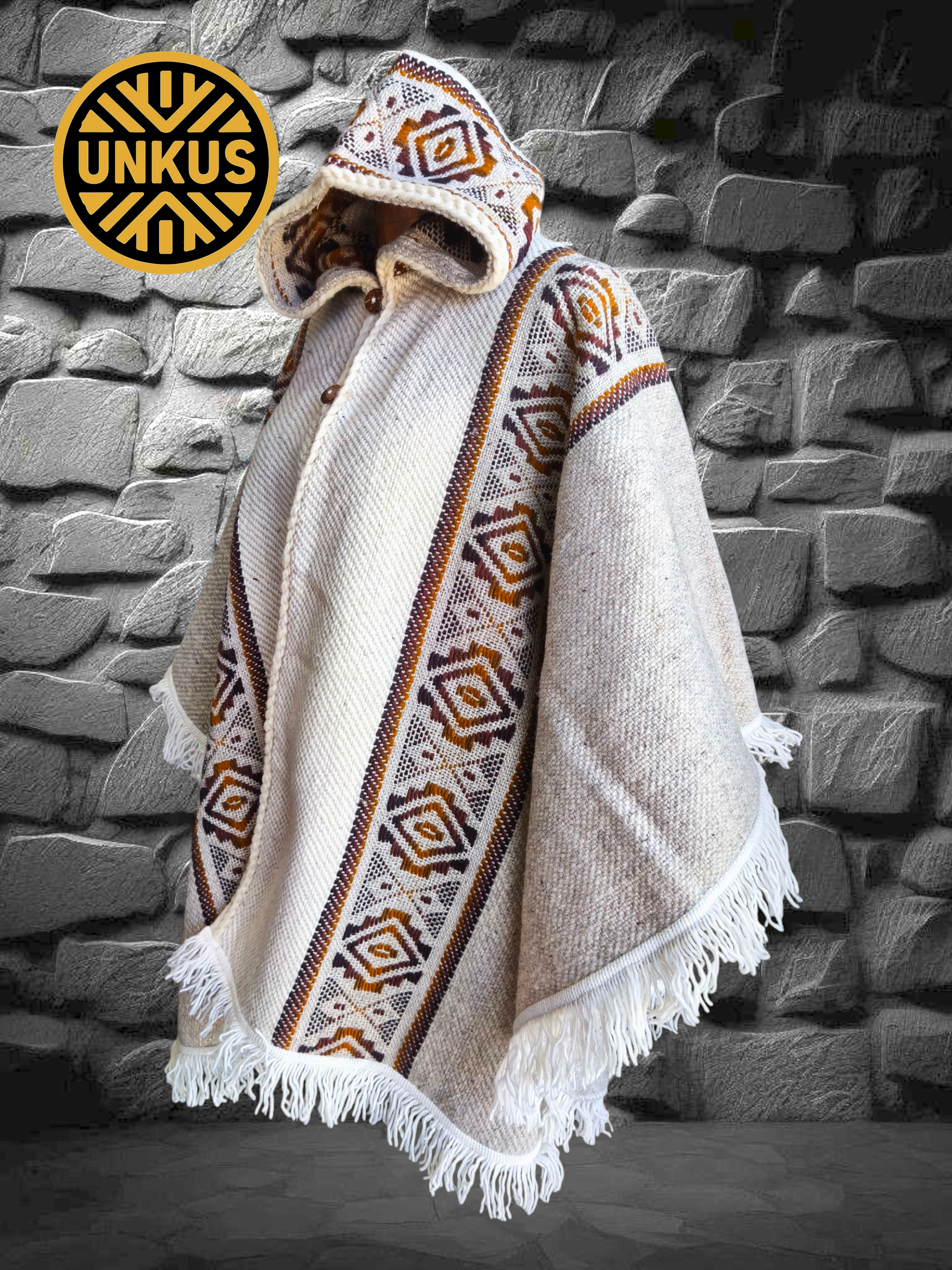 Ruana beige 100% lana natural