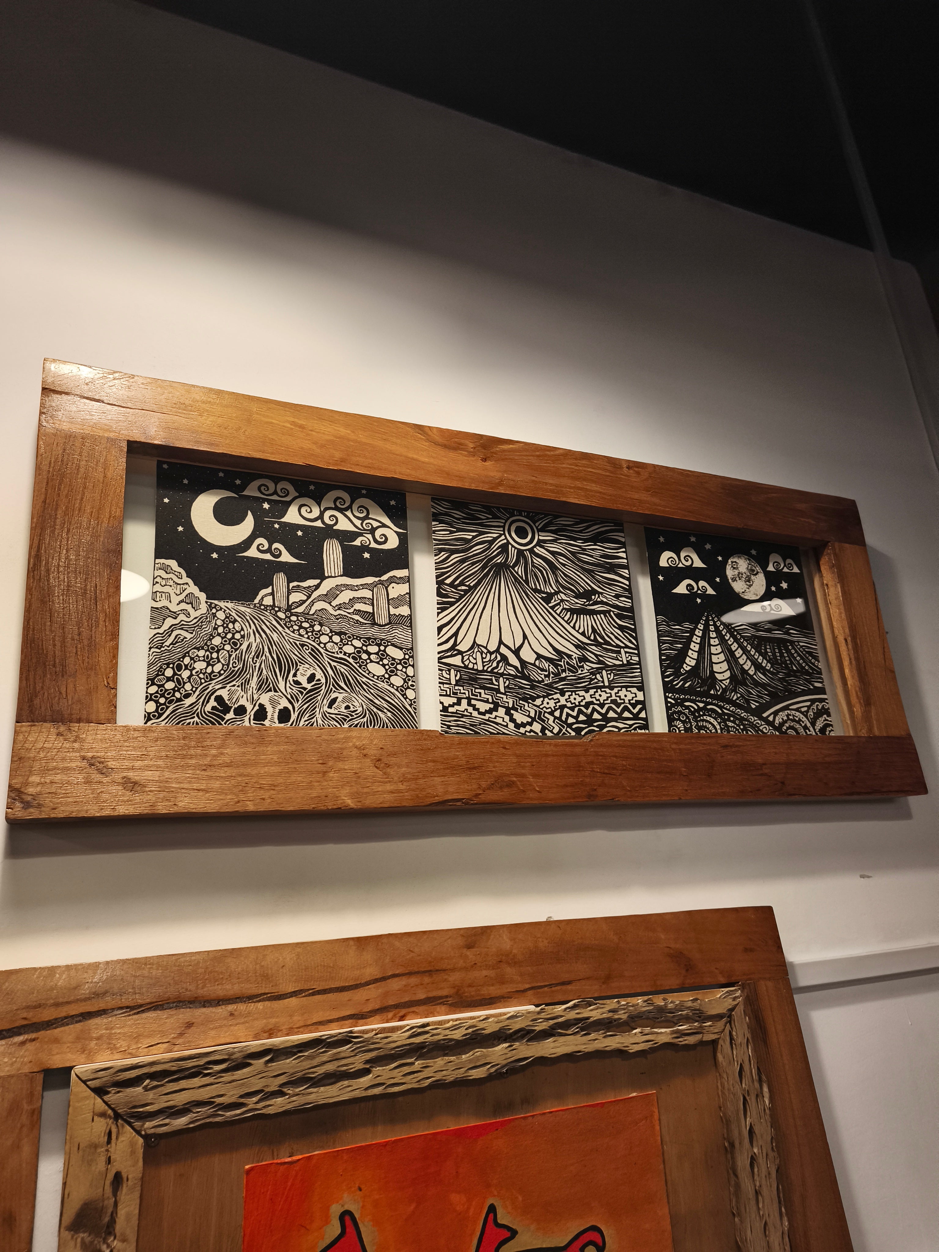Cuadro Tríptico "Paisajes de Atacama" en Zentangle Art - Arte Relmu