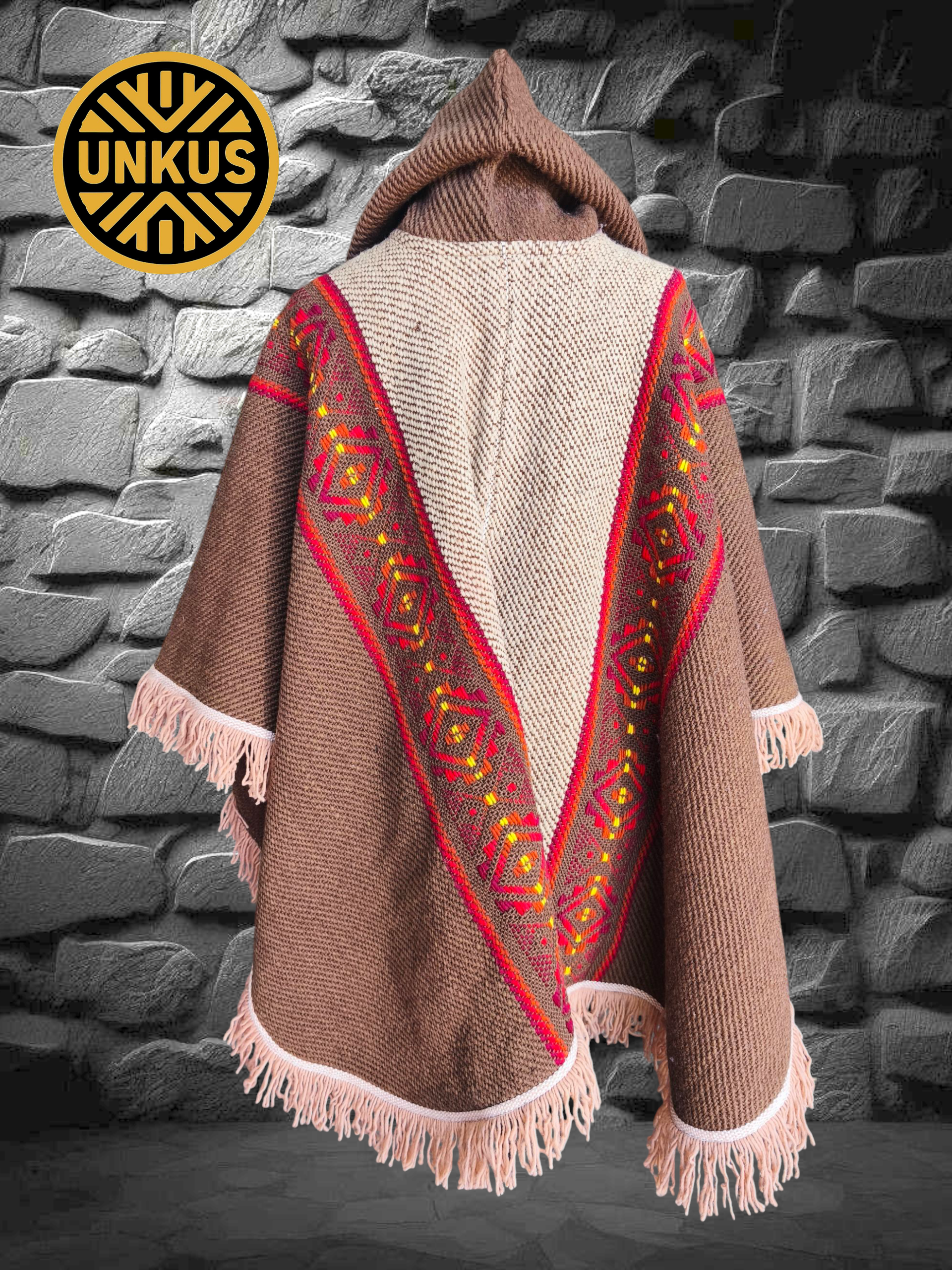 Ruana marrón 100% lana natural