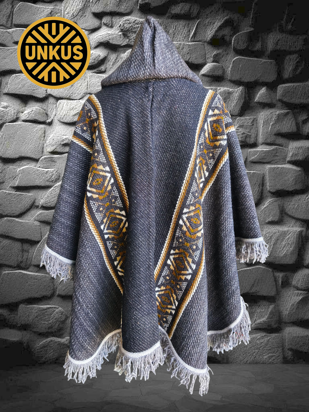 Ruana Gris oscuro 100% lana natural