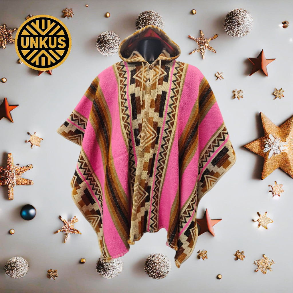 Poncho premium KARIB (rosa) con capucha