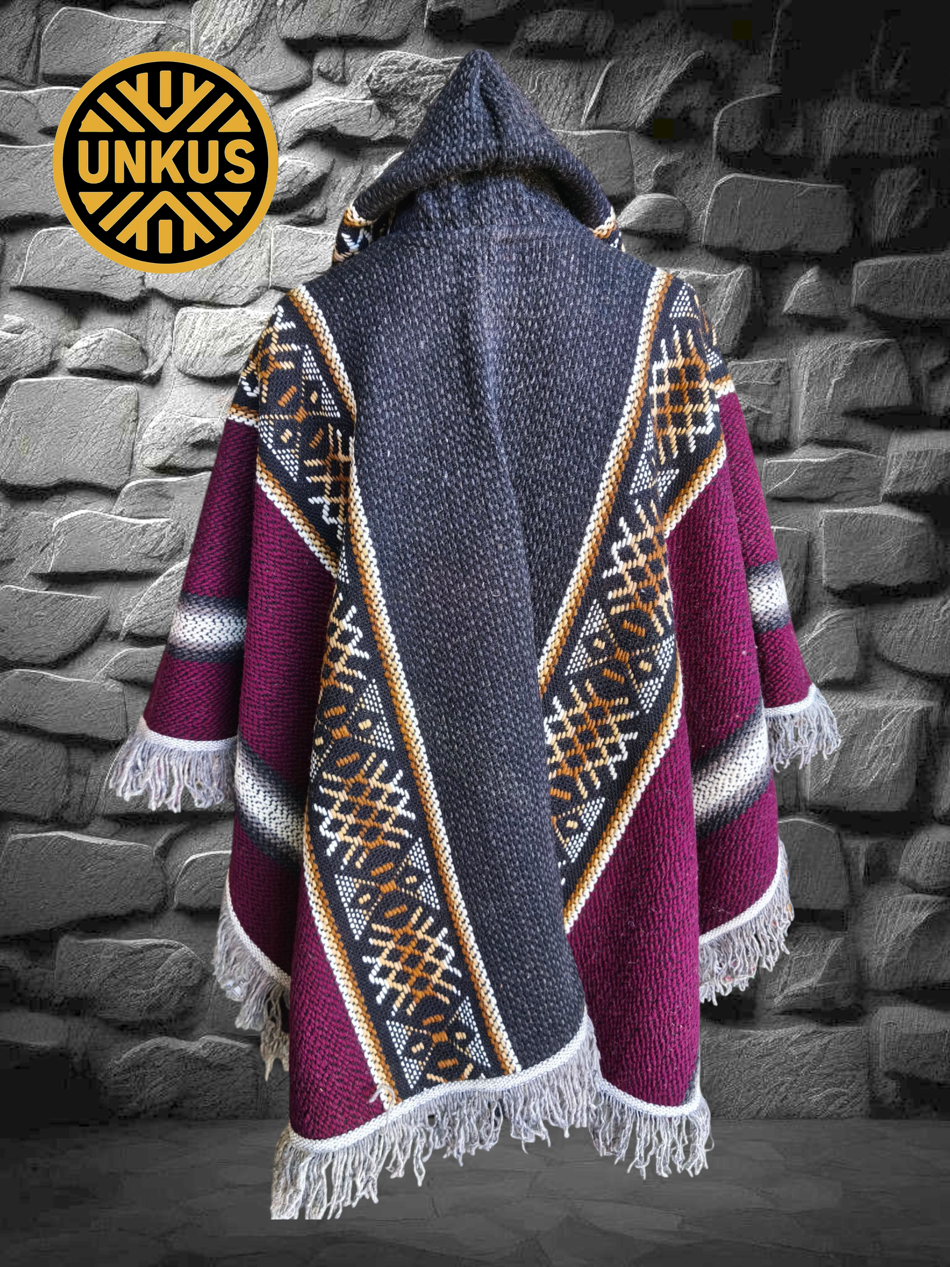 Ruana Burdeo 100% lana natural