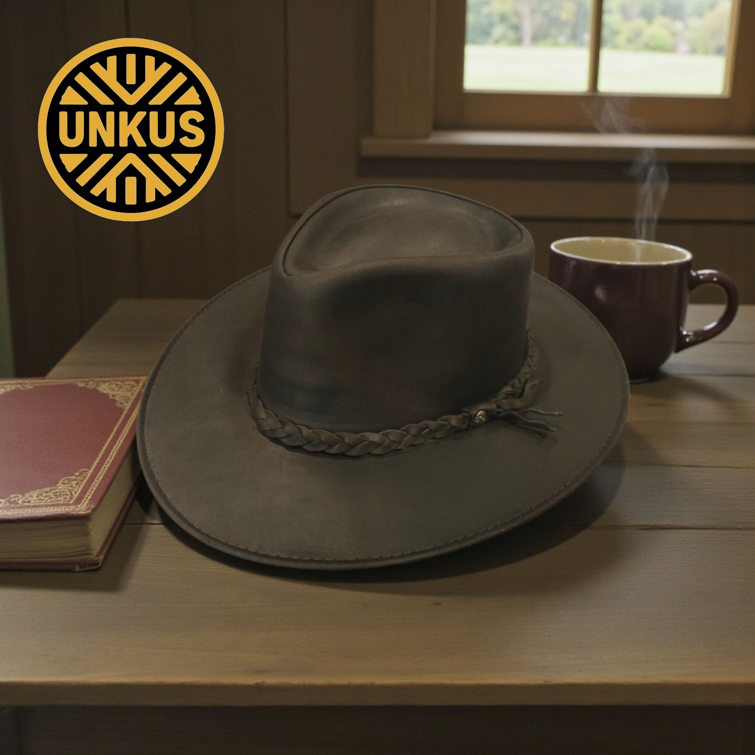 Sombrero 100% cuero negro