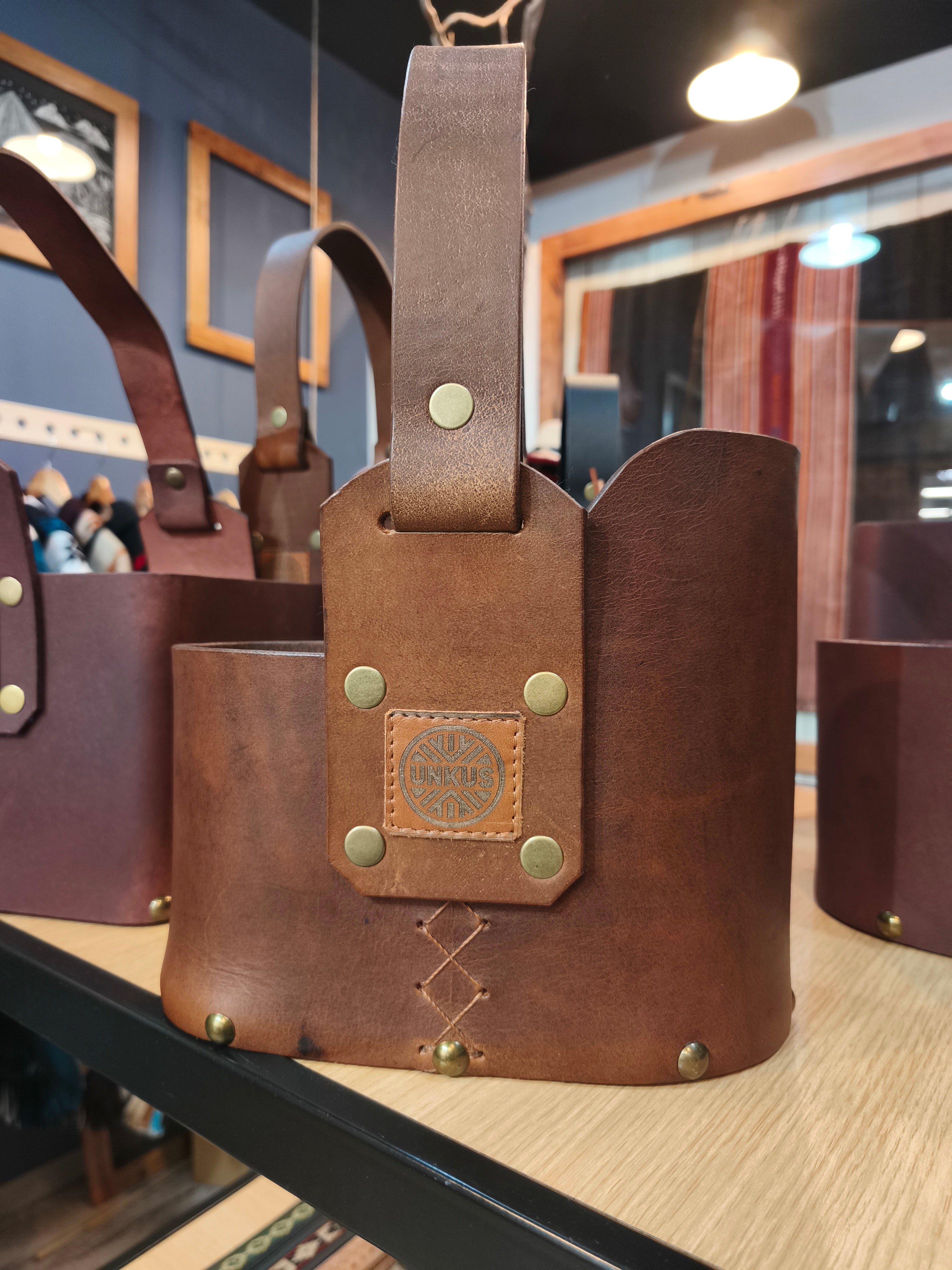 Canasta matera mini travel 100% cuero crupon.