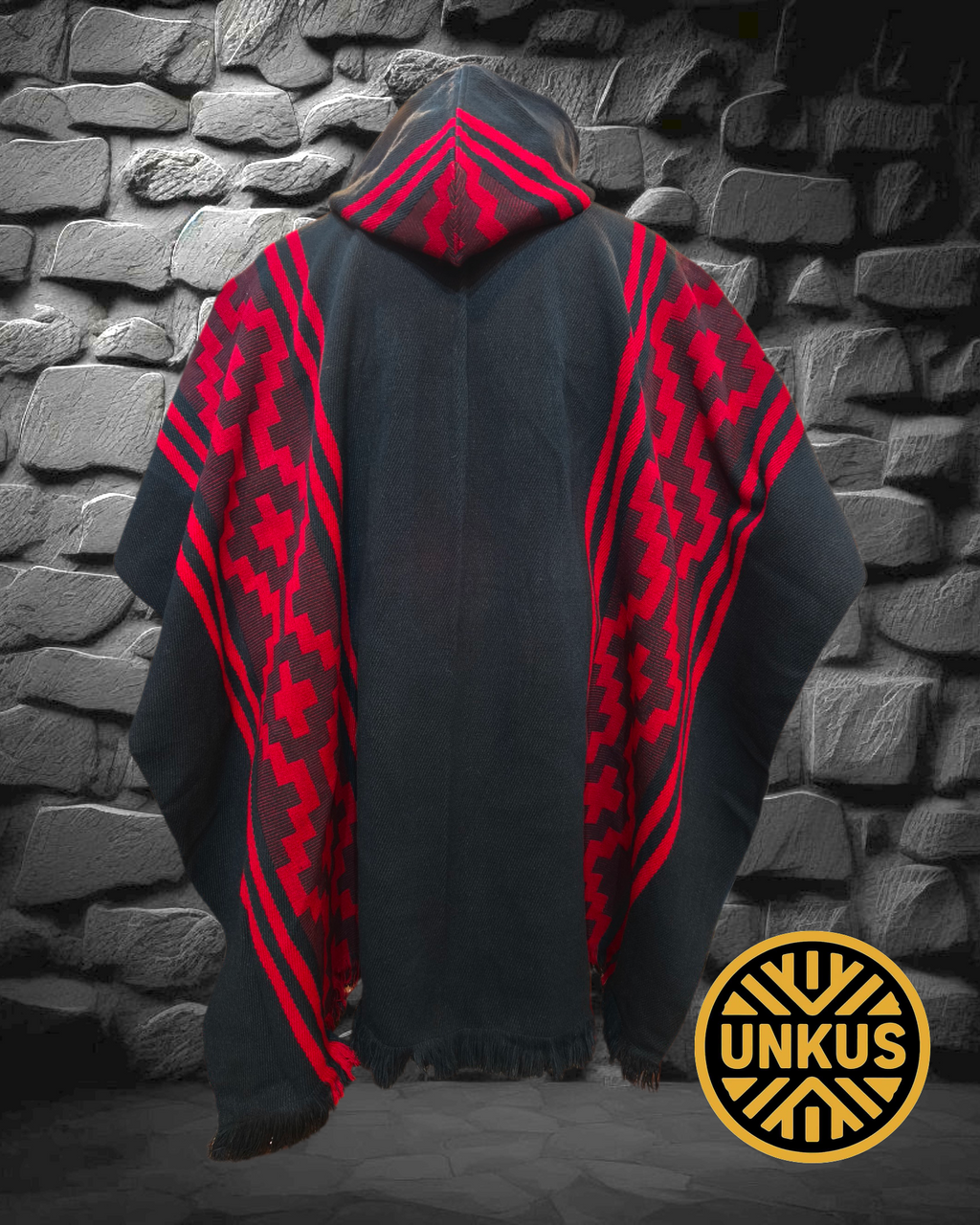 Poncho Kurü Kelü- Colección mapuche