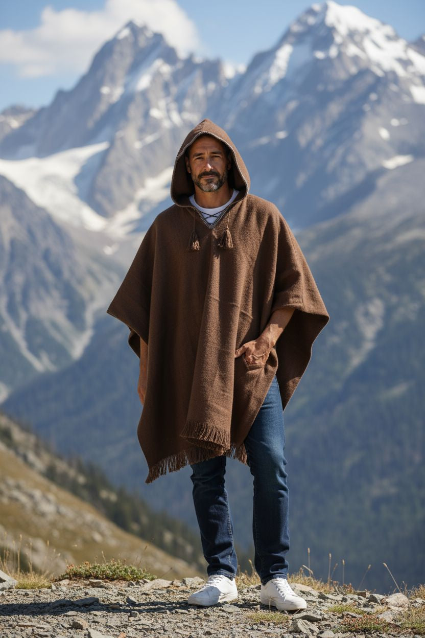 Poncho full marrón alpaca