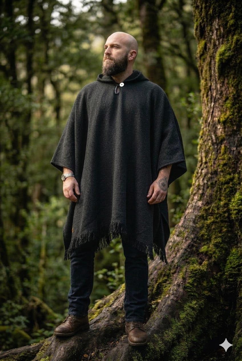 Poncho Kurü - Colección mapuche