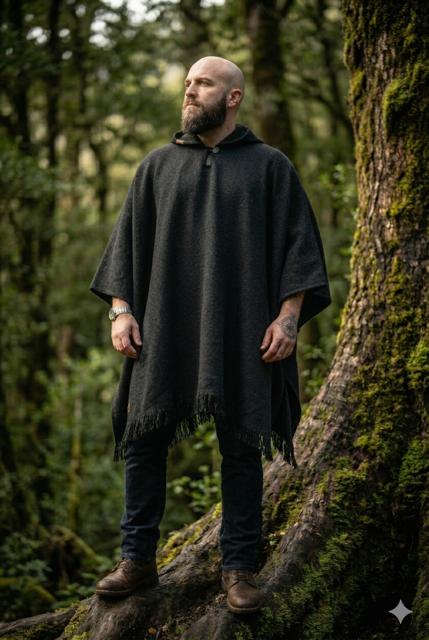 Poncho Kurü - Colección mapuche