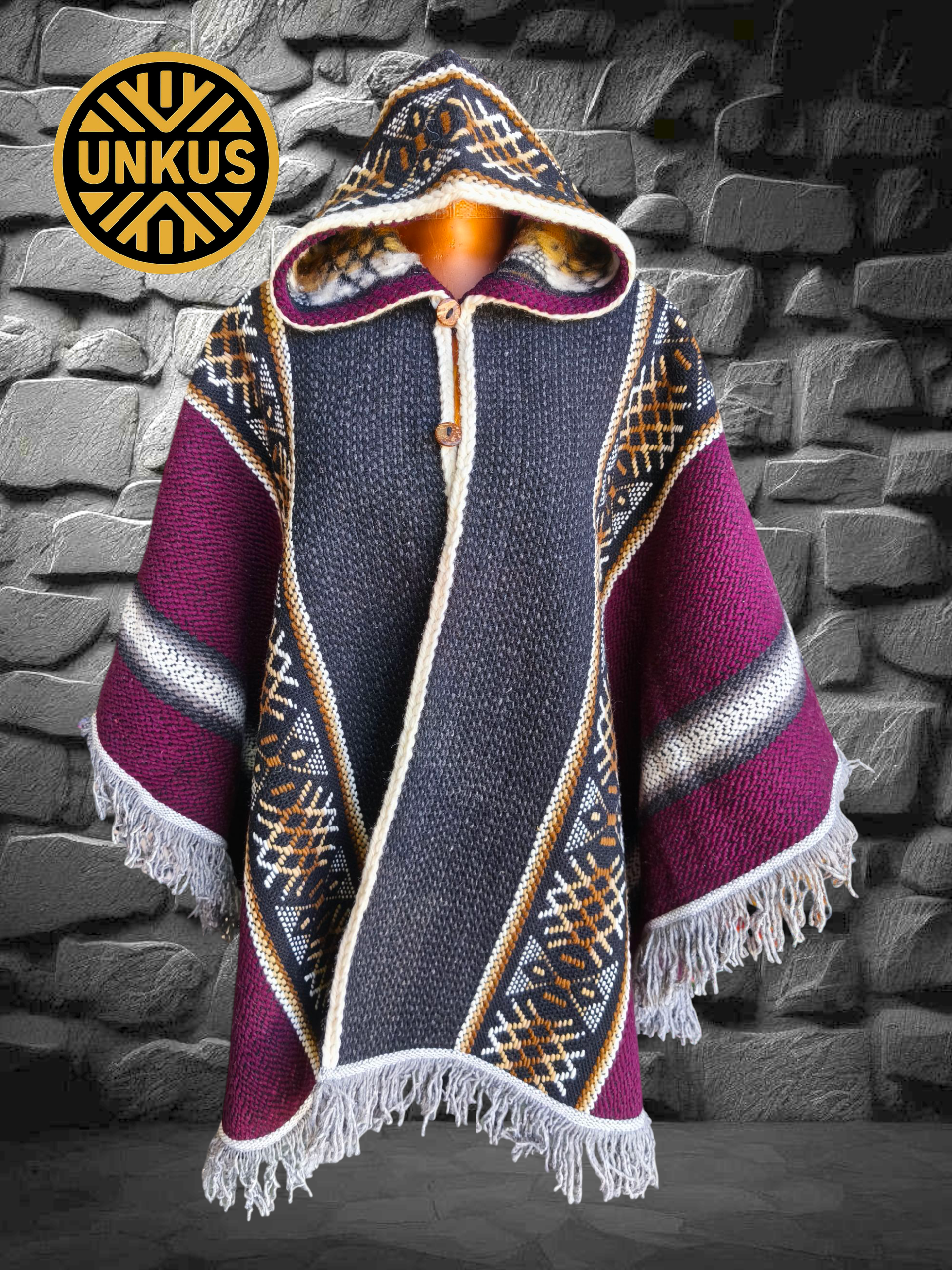 Ruana Burdeo 100% lana natural