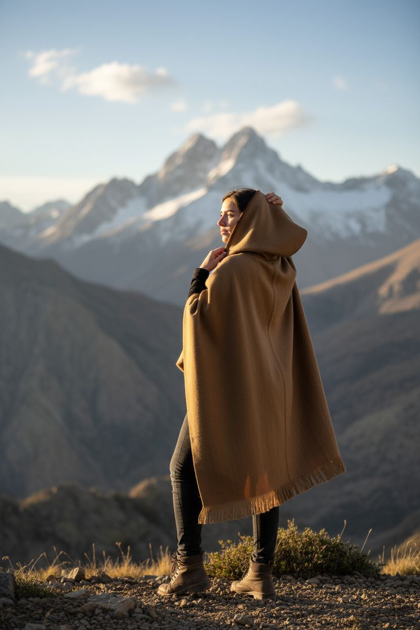 Poncho full camel alpaca