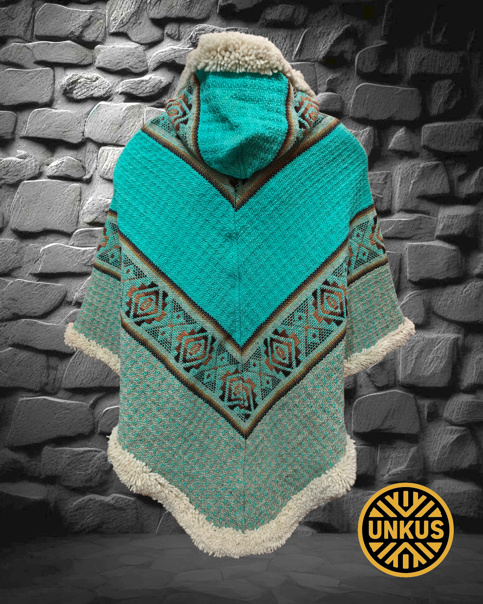 Poncho tres puntas - WARMI Turquesa