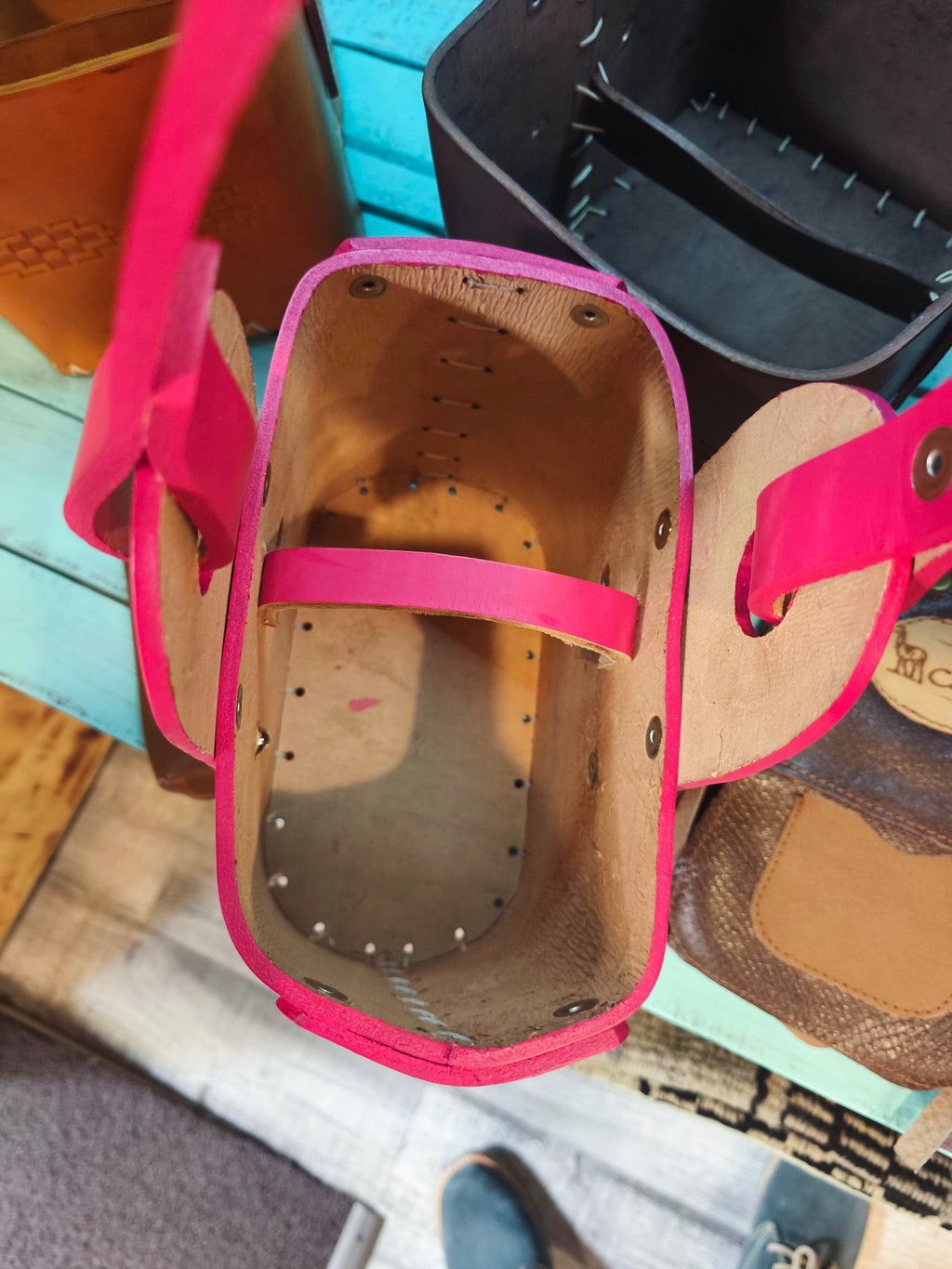 Canasto matero 100% cuero