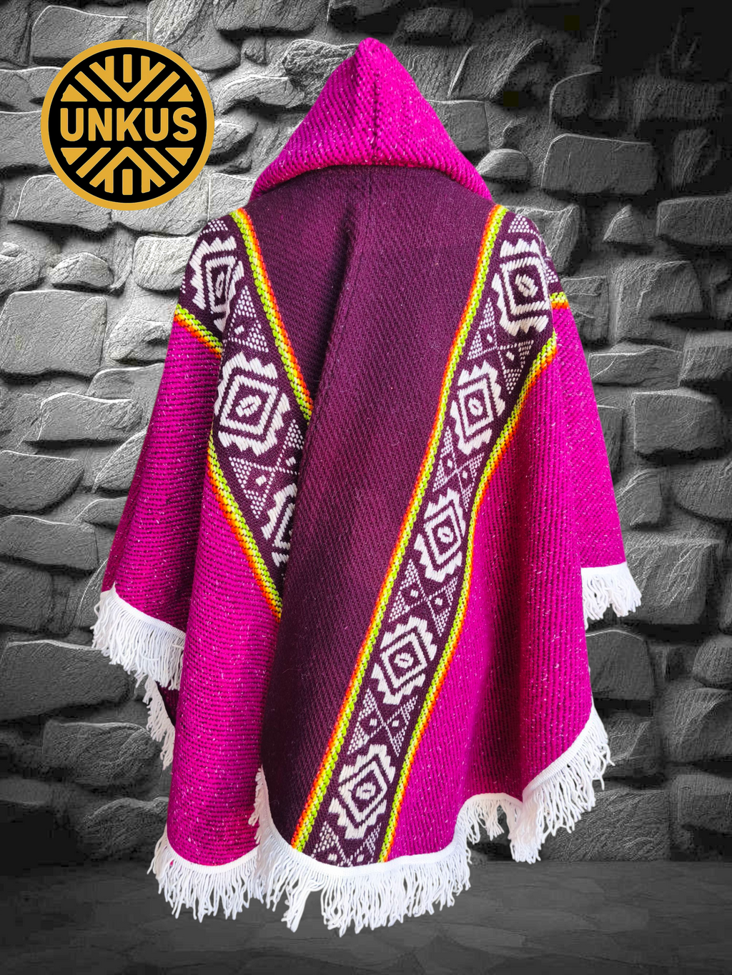 Ruana fucsia 100% lana natural