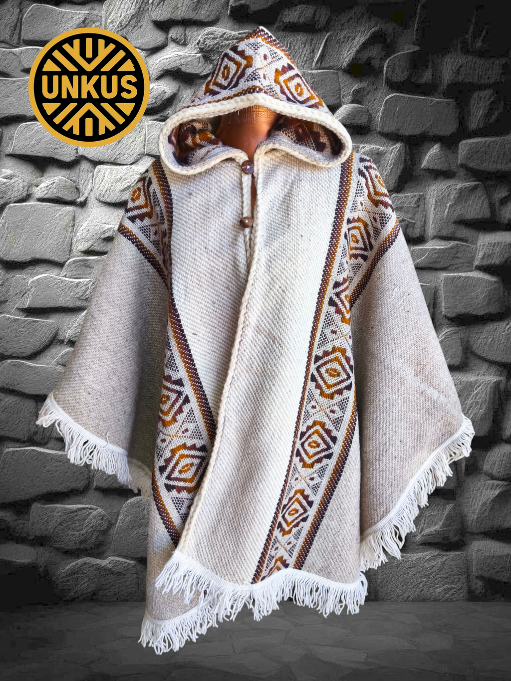 Ruana beige 100% lana natural