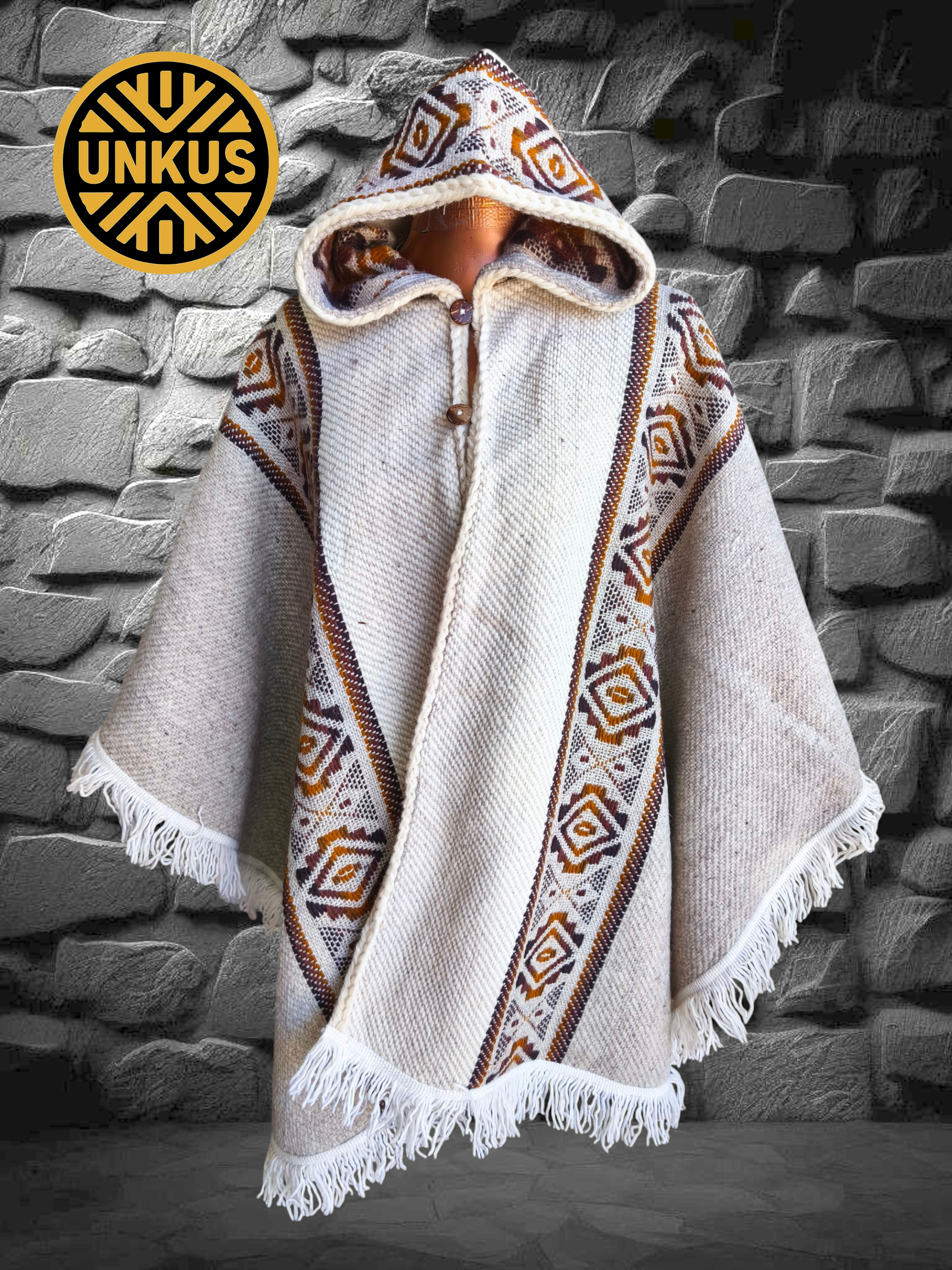 Ruana beige 100% lana natural