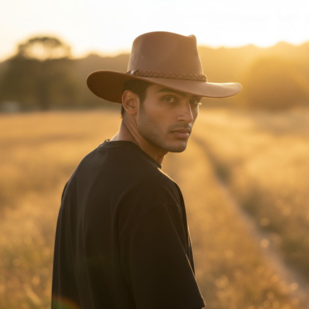 Sombrero 100% cuero Chocolate