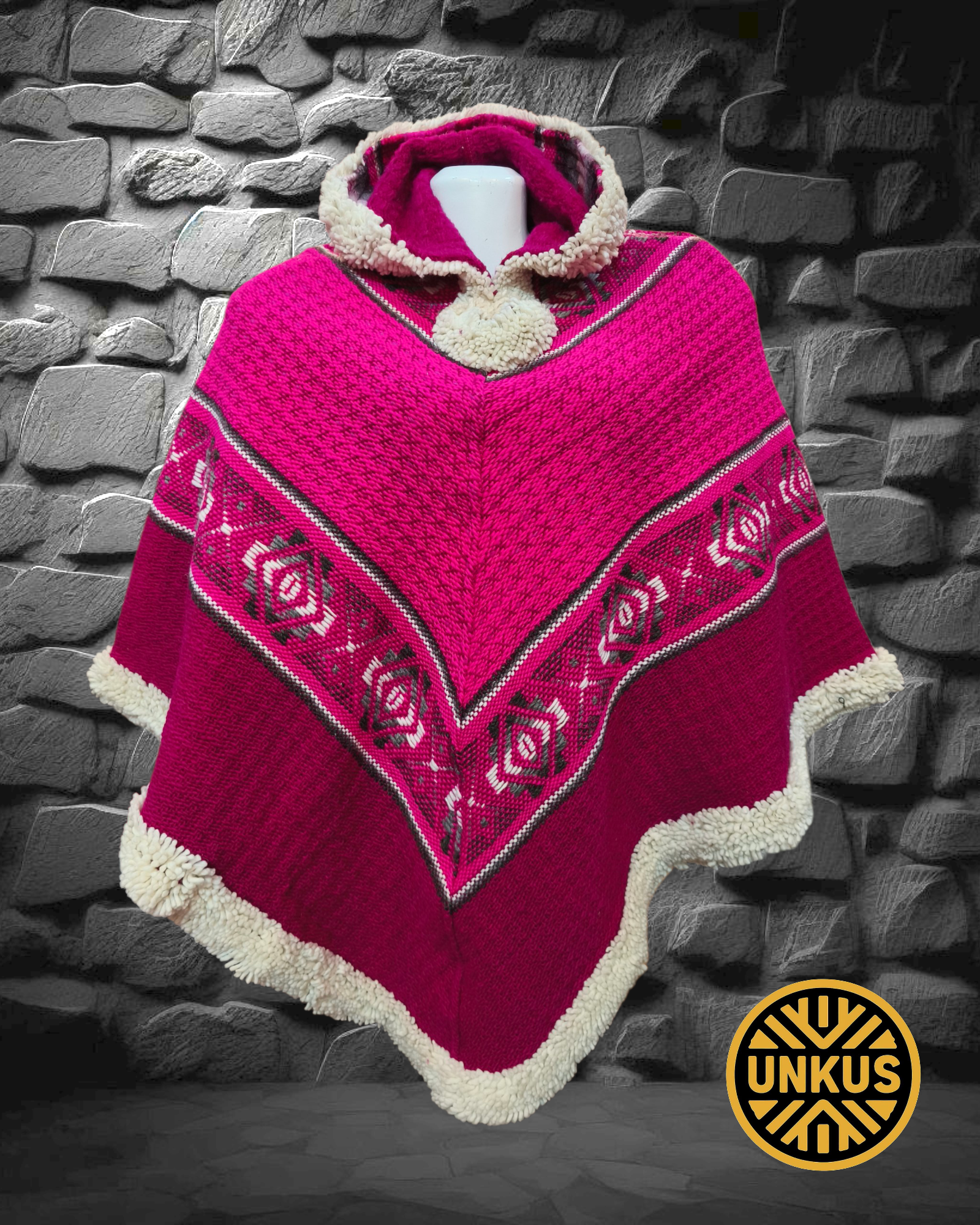 Poncho tres puntas - WARMI Magenta