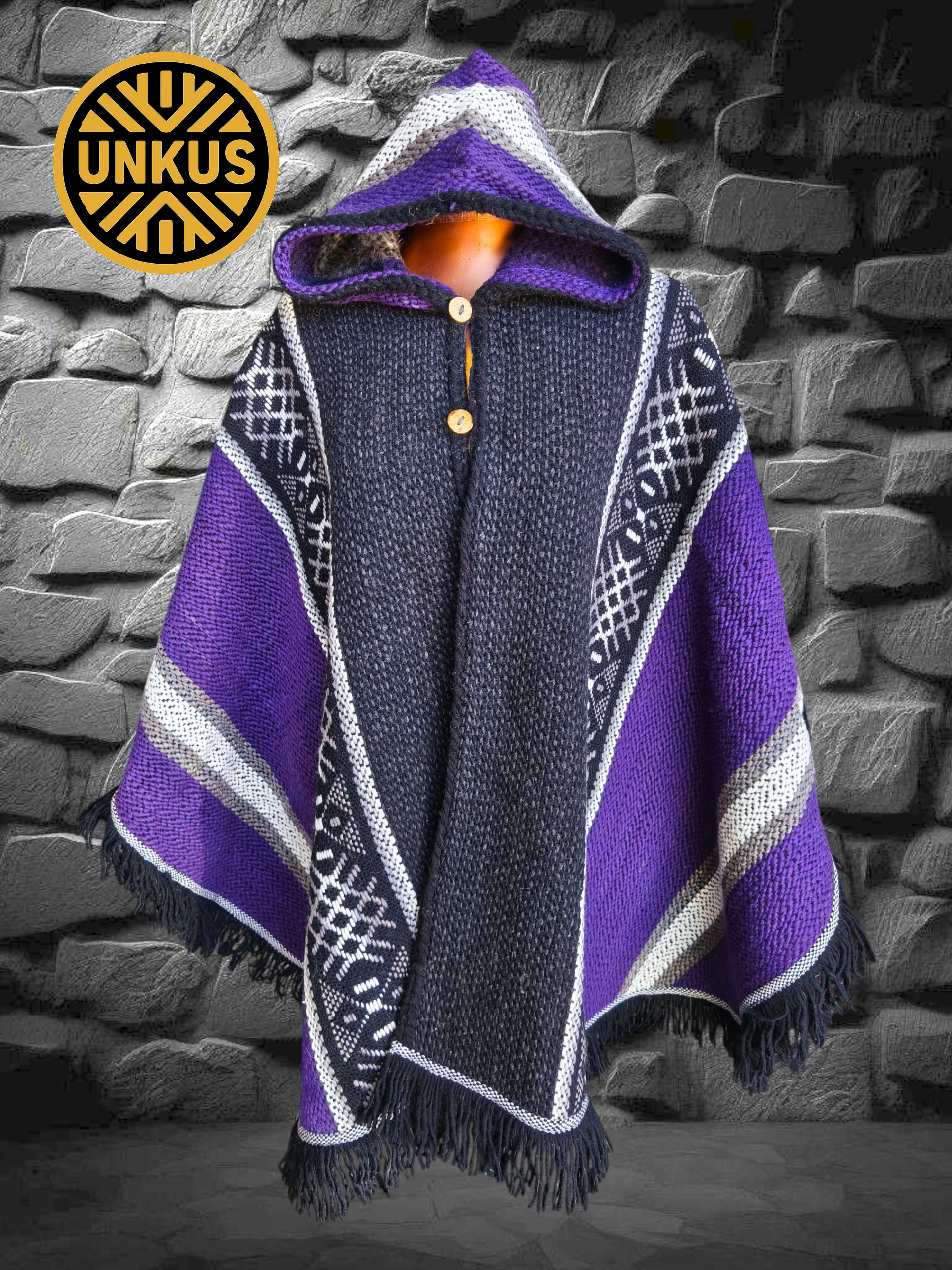 Ruana púrpura 100% lana natural