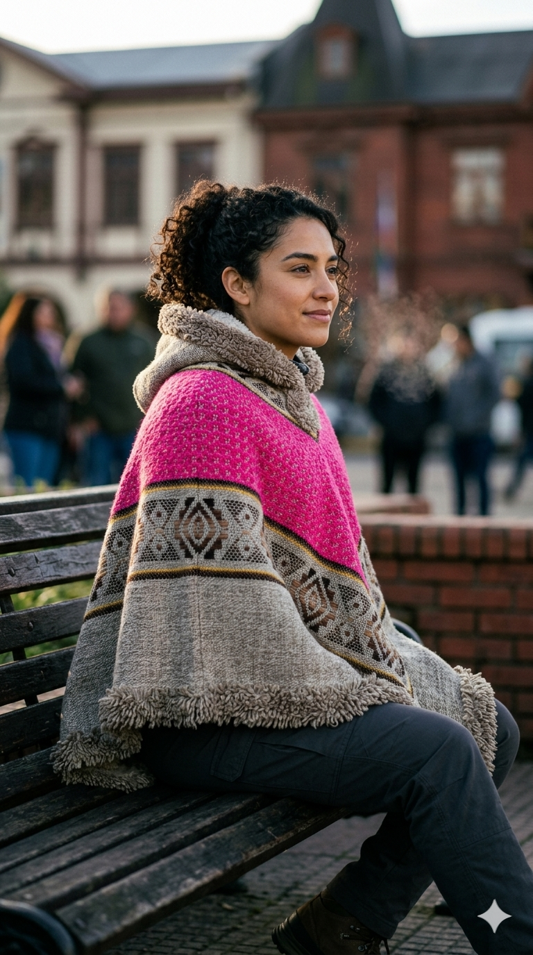 Poncho tres puntas - WARMI fucsia