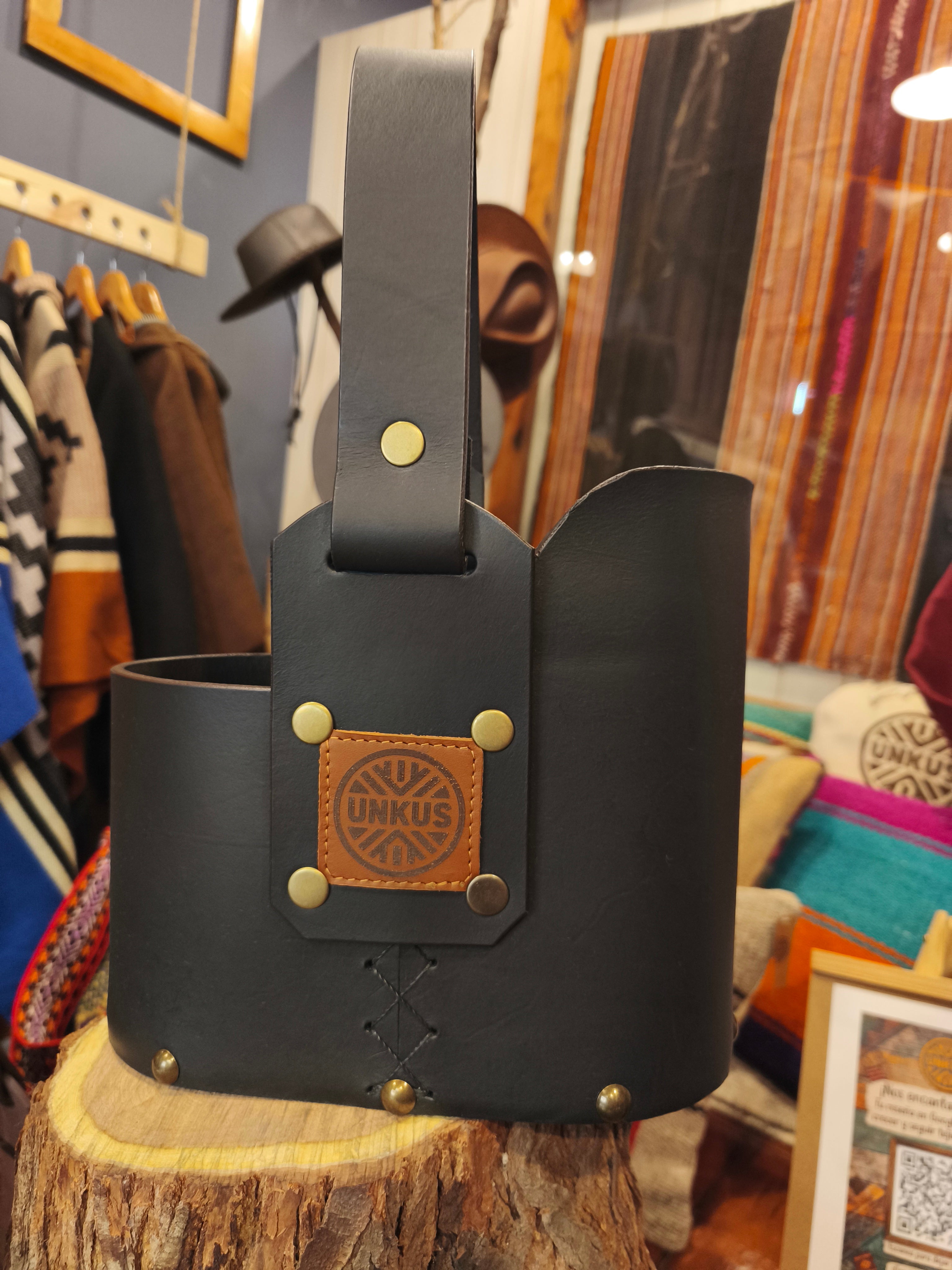 Canasta matera mini travel 100% cuero crupon.