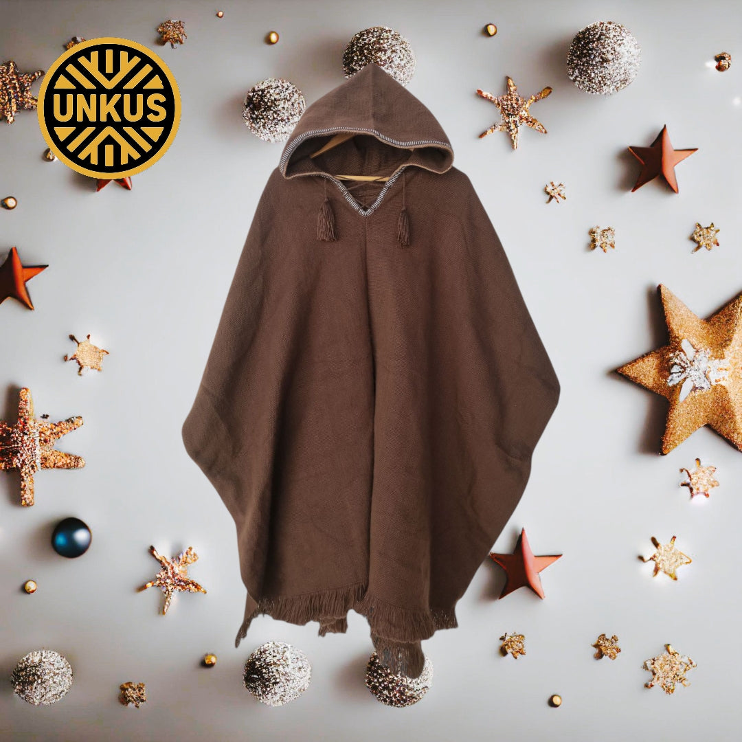 Poncho full marrón alpaca