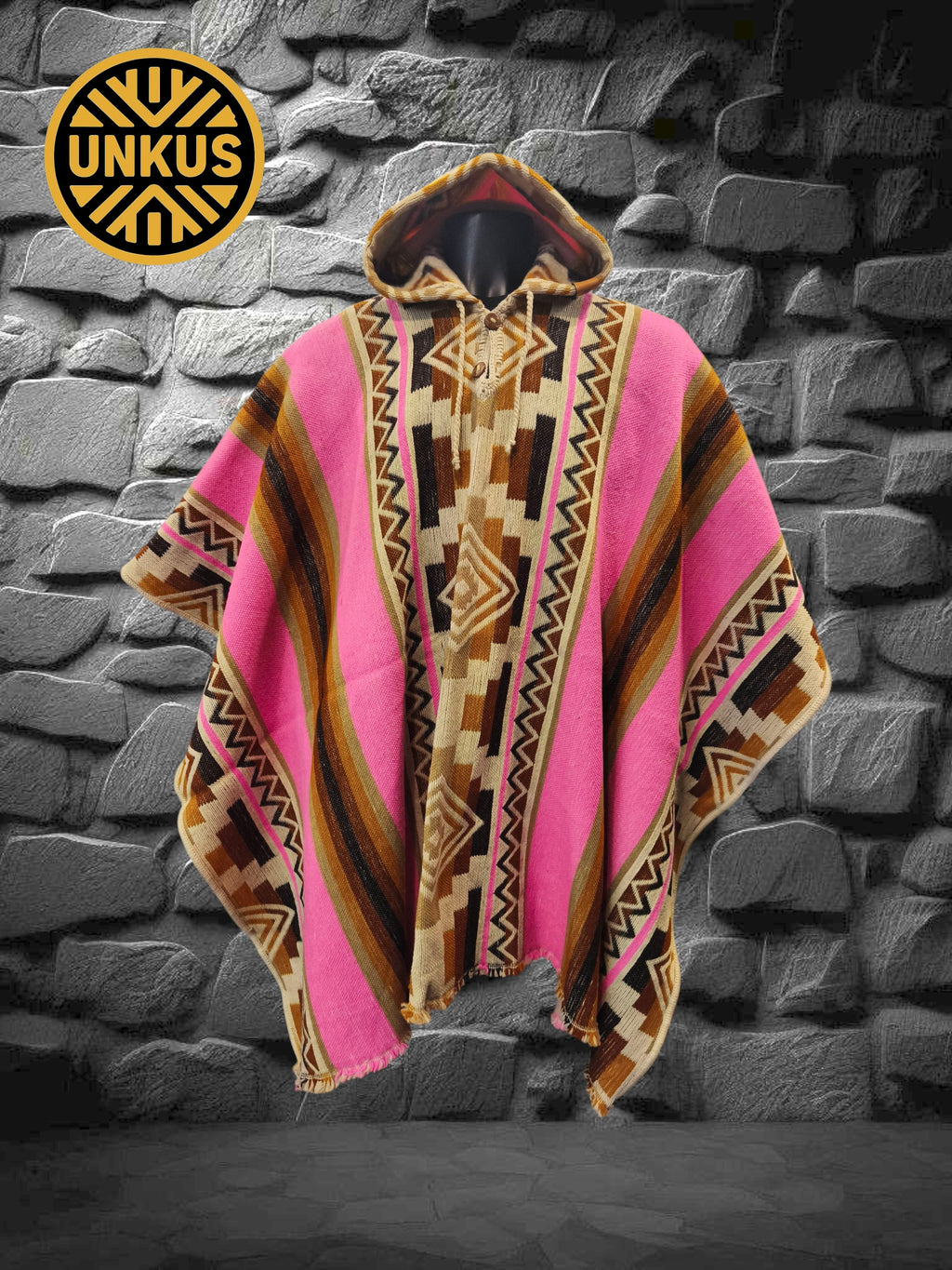 Poncho premium KARIB (rosa) con capucha