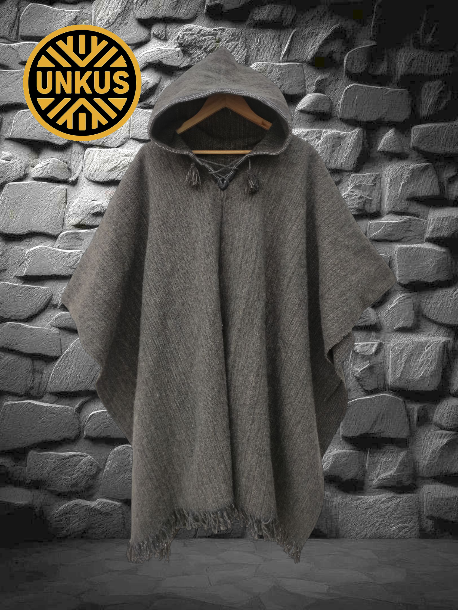 Poncho full grey alpaca