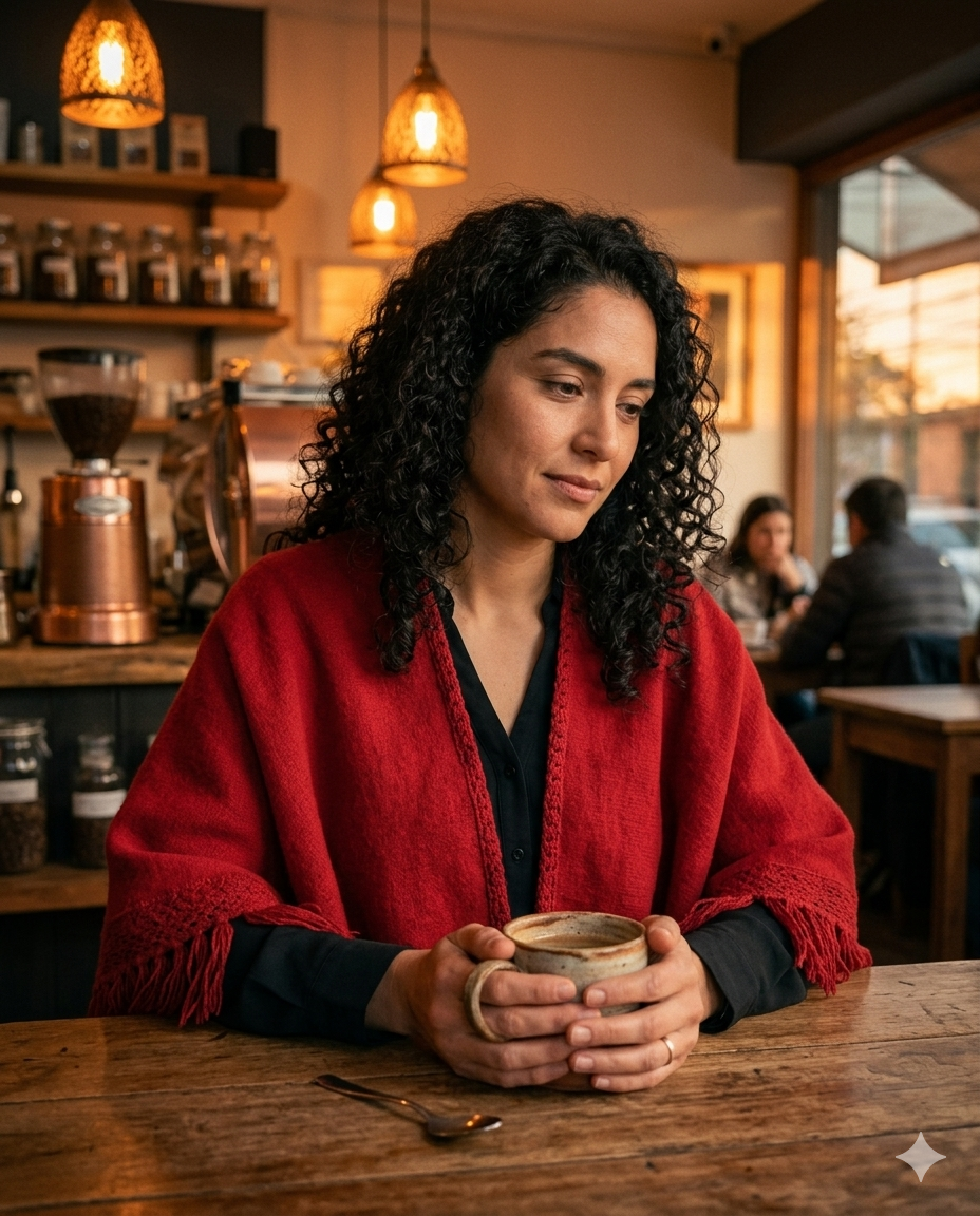 Ruana Cumbres - Rojo Carmín